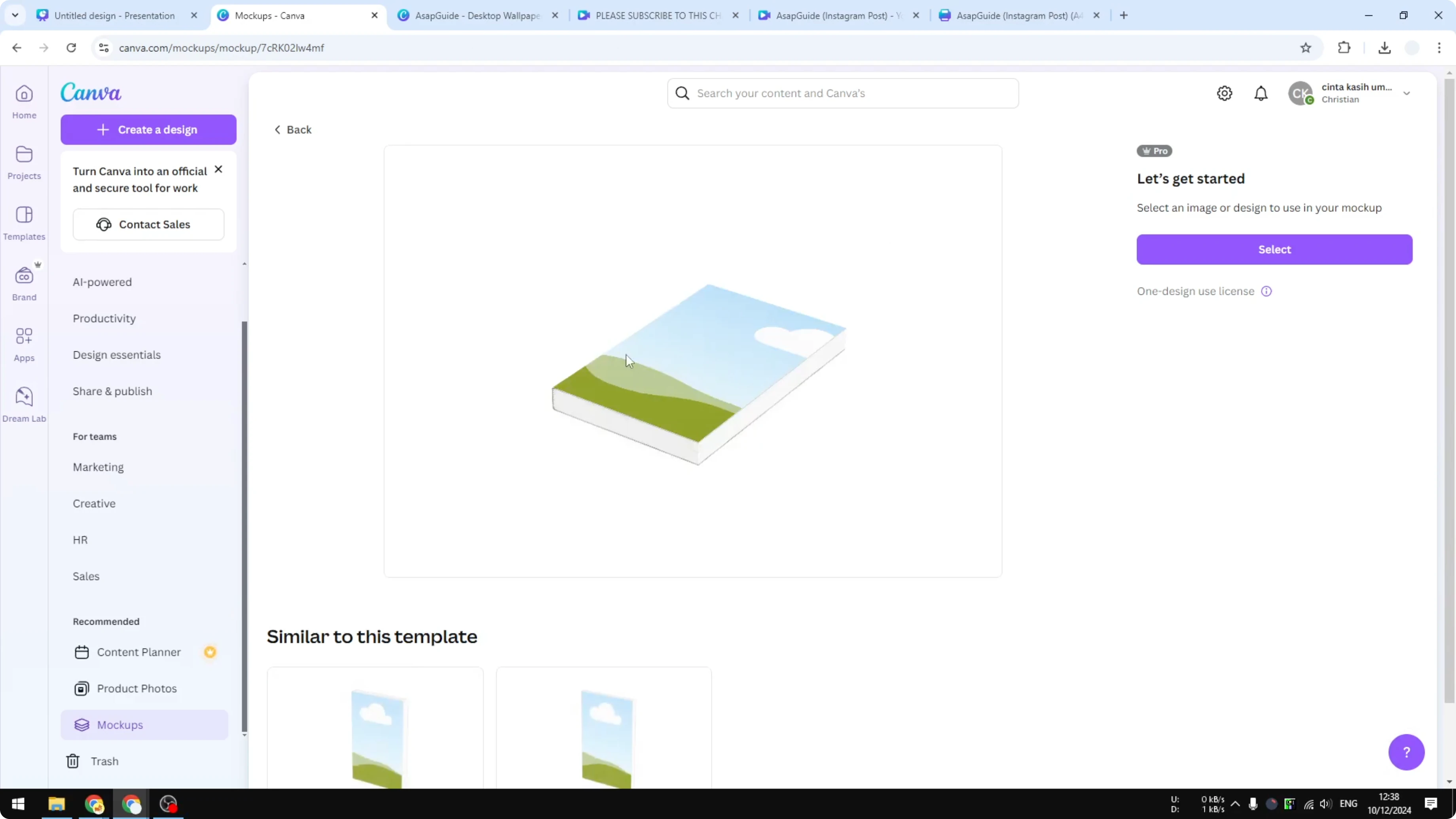 Screenshot from How to Make a 3D Book Cover in Canva at 61s
