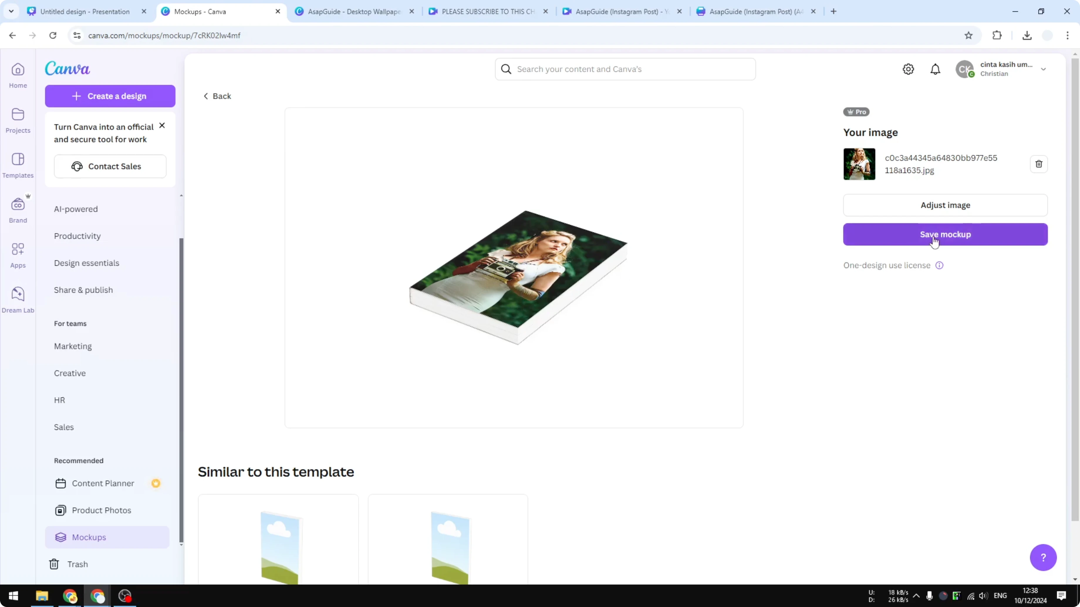 Screenshot from How to Make a 3D Book Cover in Canva at 95s