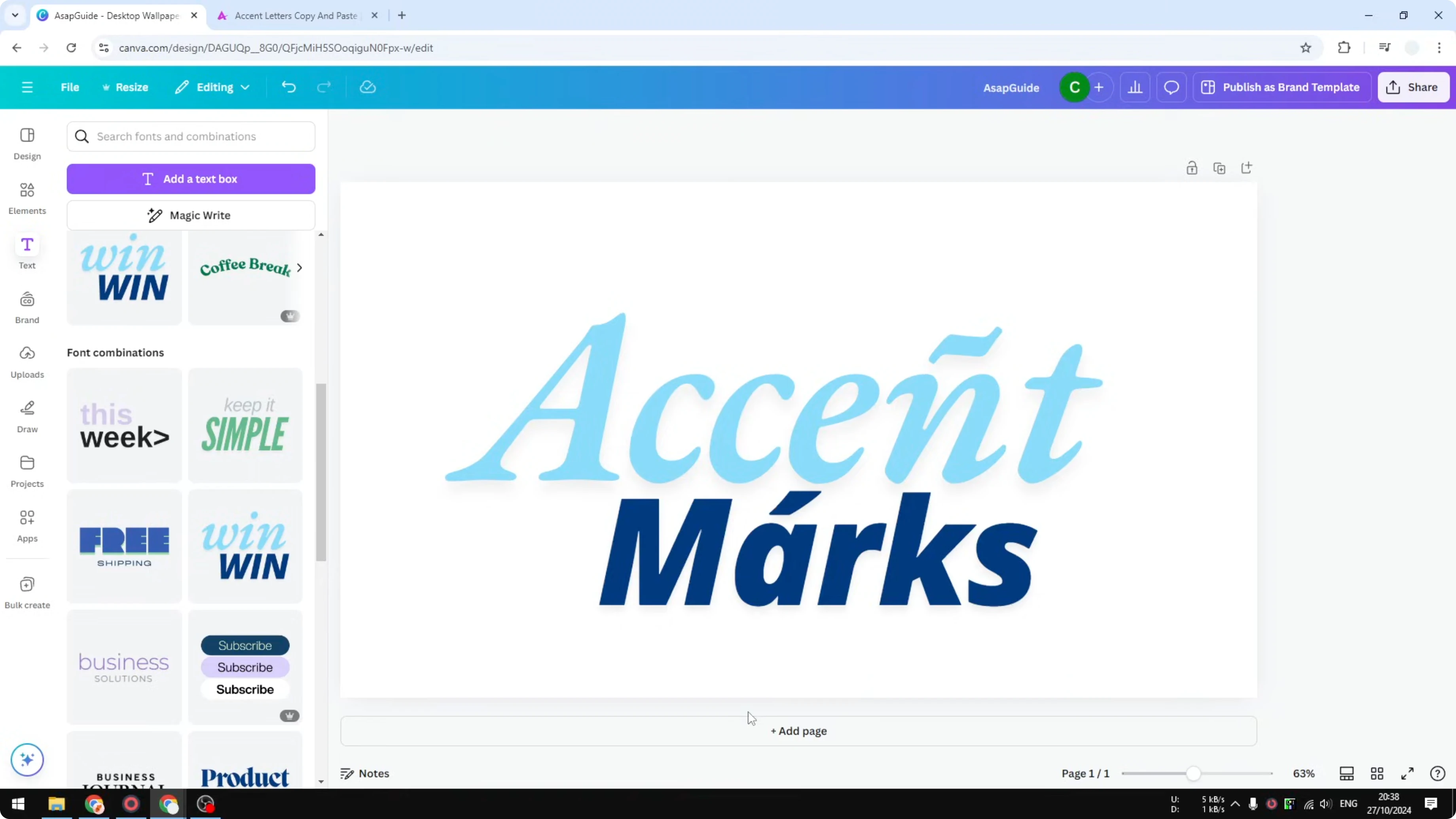 Screenshot from How to Add Accent Marks in Canva at 50s