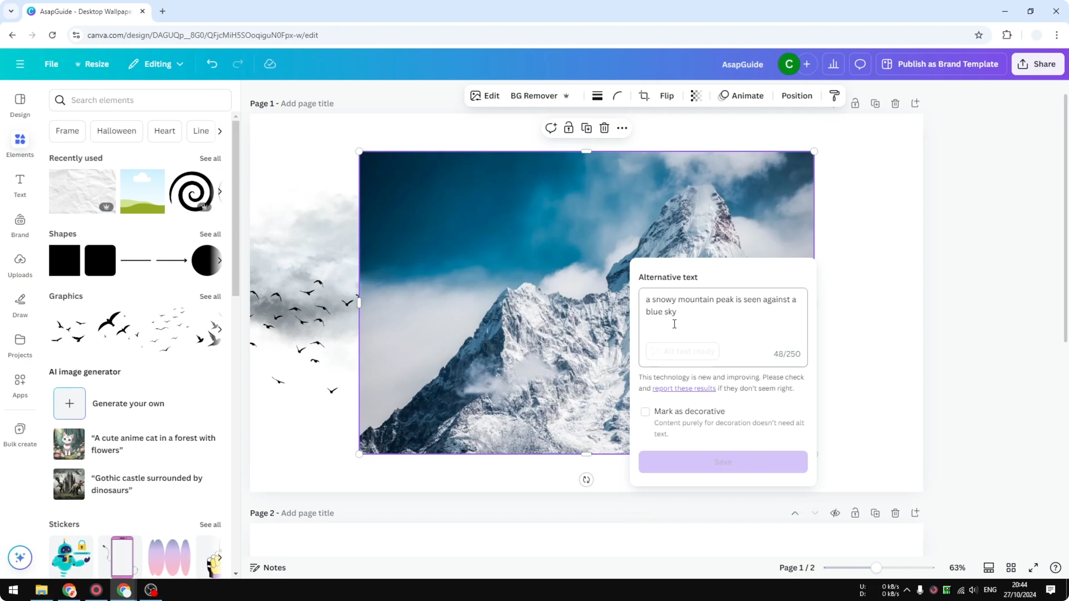 Screenshot from How to Add Alt Text to an Picture in Canva at 119s