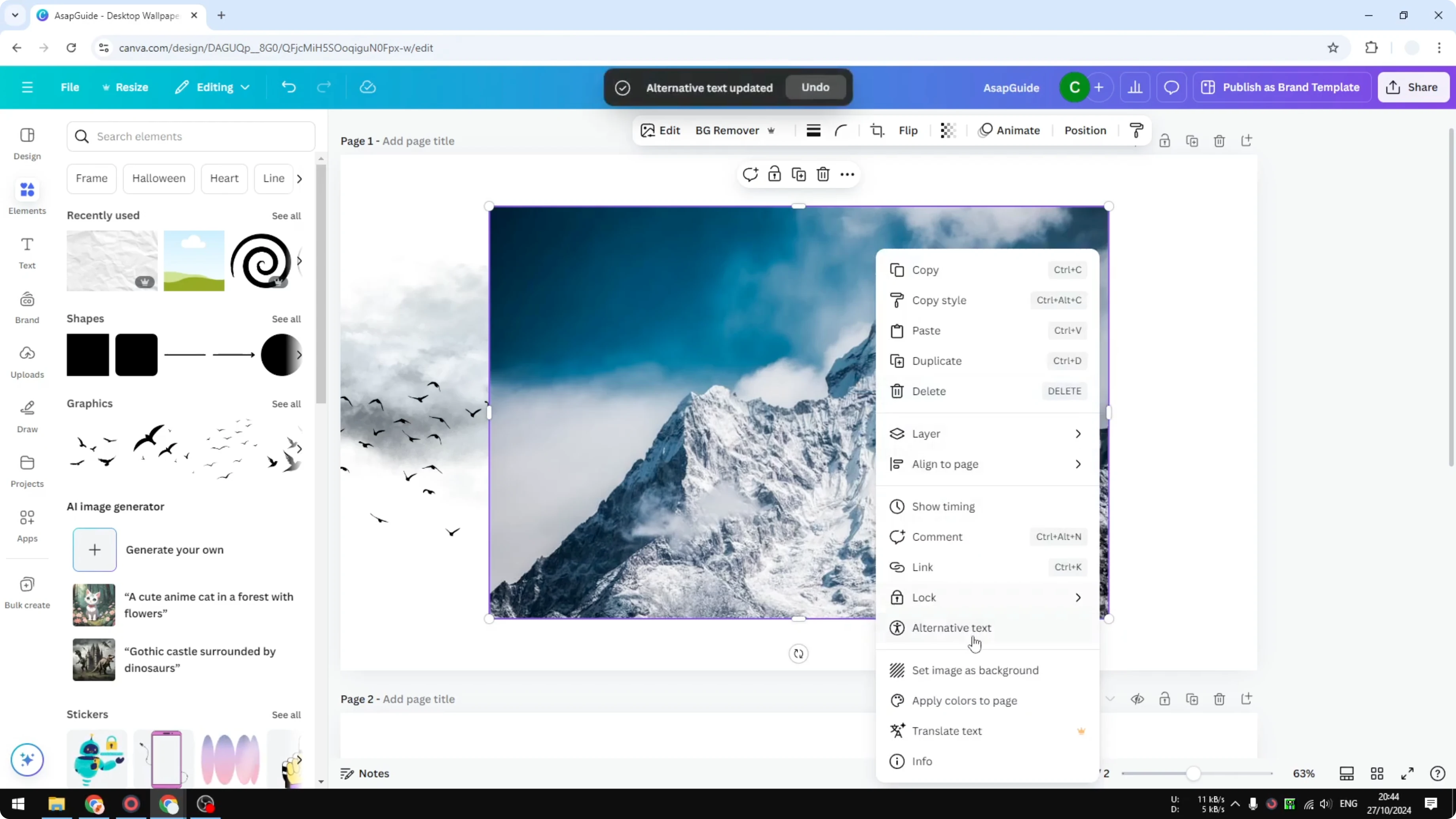 Screenshot from How to Add Alt Text to an Picture in Canva at 123s