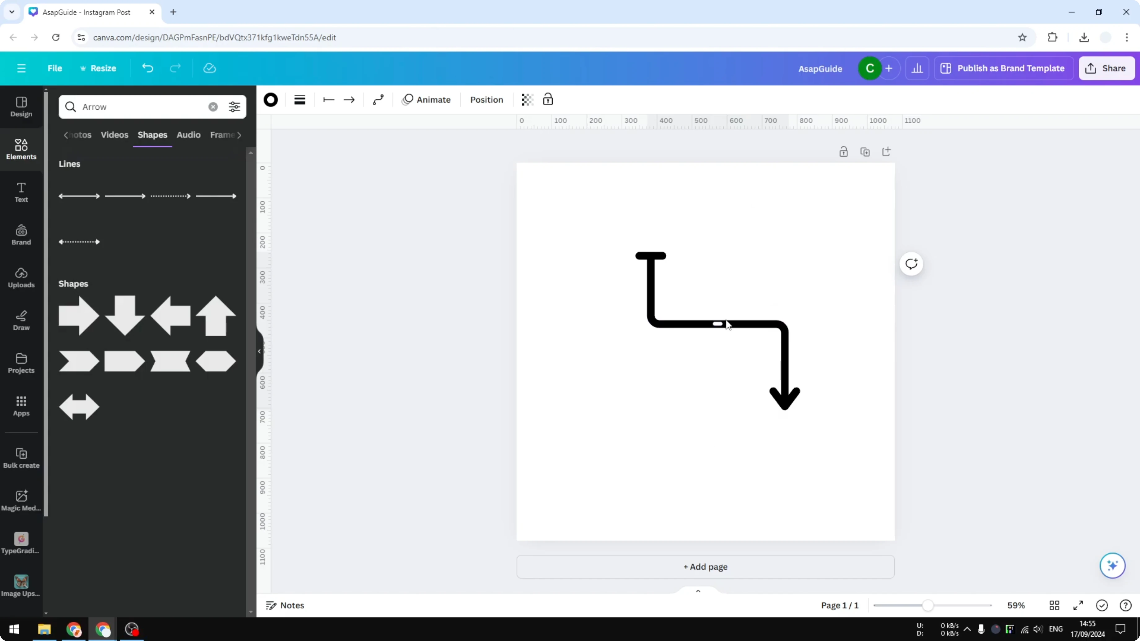 Screenshot from How to Add an Arrow Line in Canva at 149s