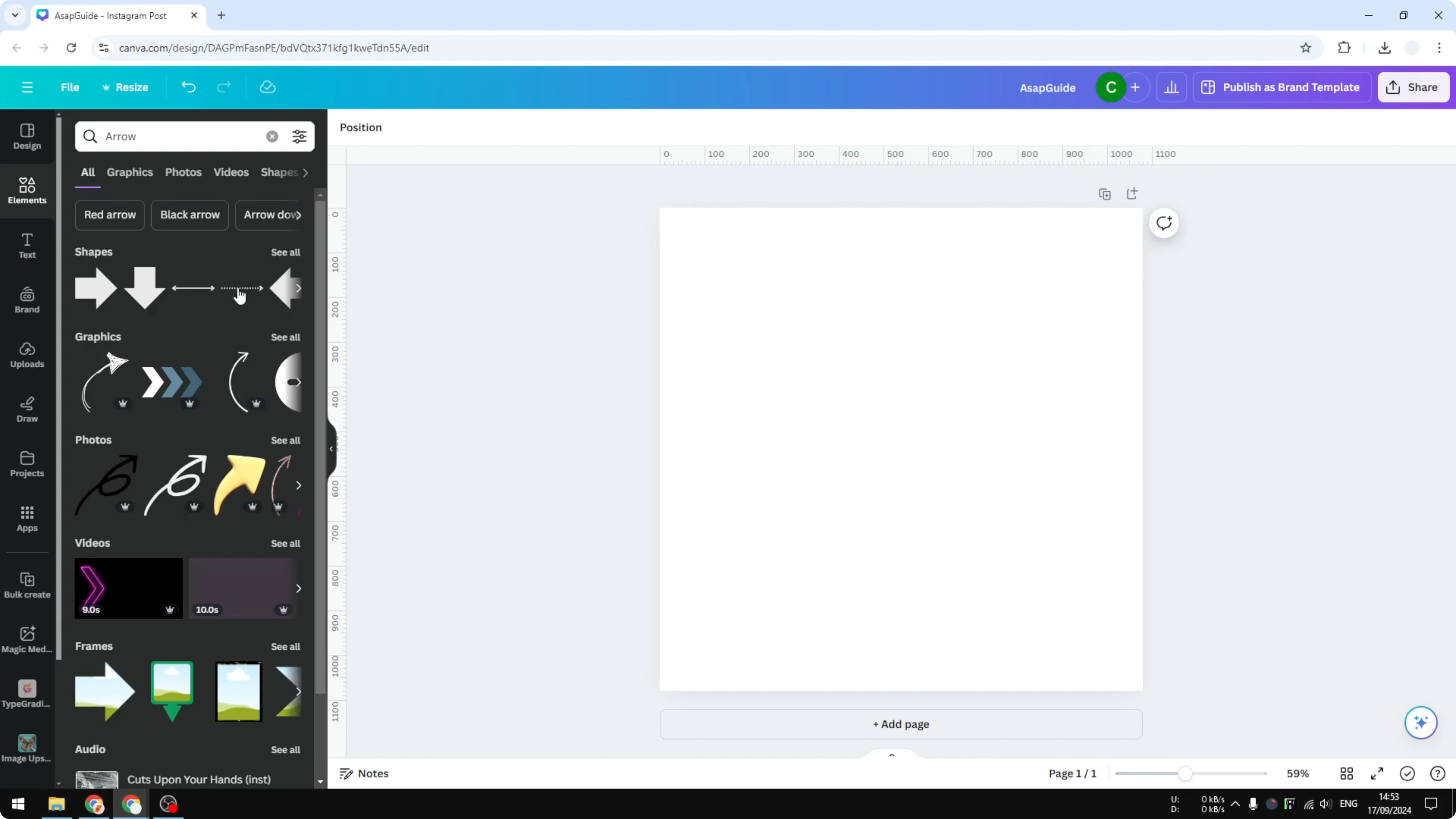 Screenshot from How to Add an Arrow Line in Canva at 34s