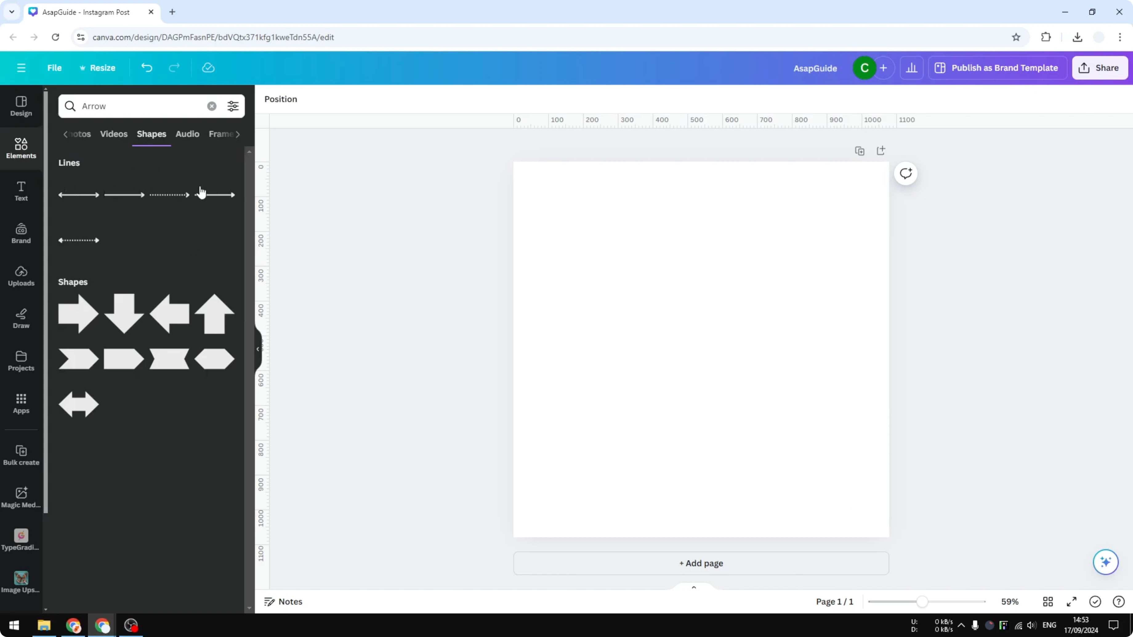 Screenshot from How to Add an Arrow Line in Canva at 44s