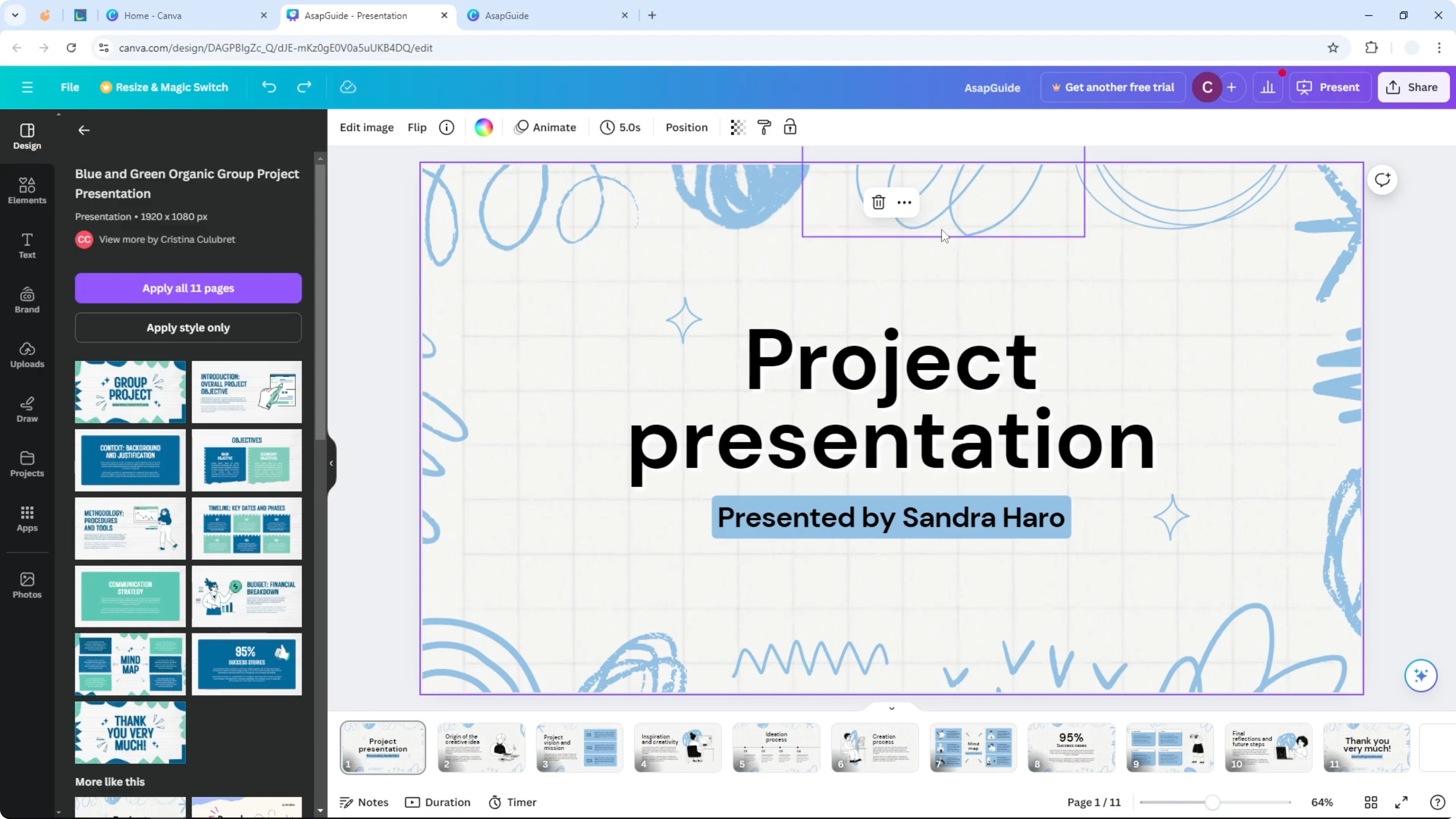 Screenshot from How to Add Background to Canva Presentation at 35s