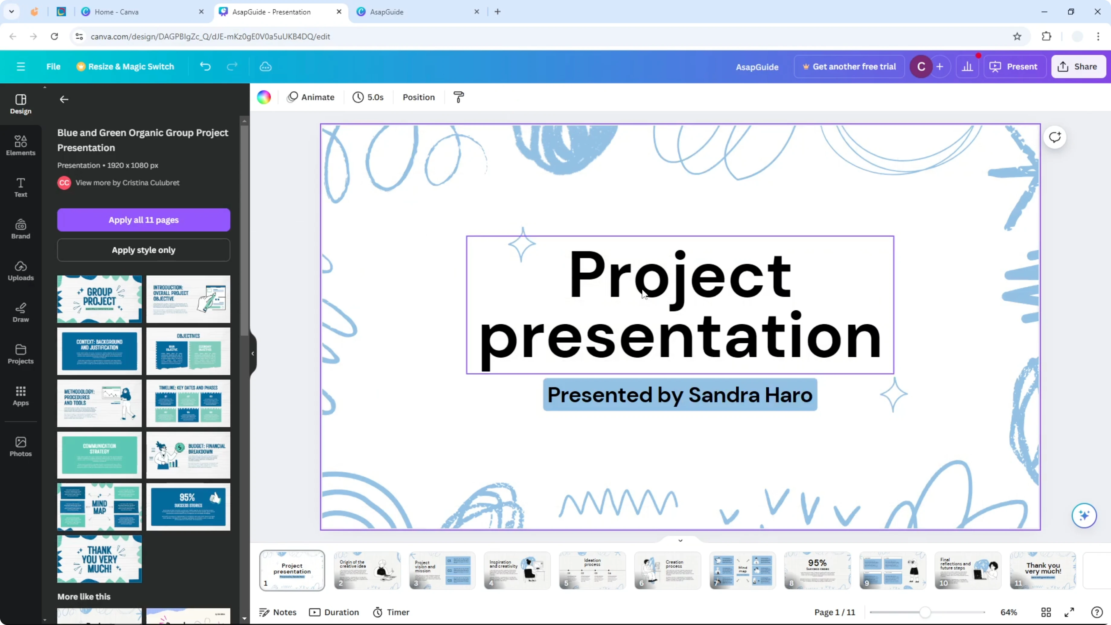 Screenshot from How to Add Background to Canva Presentation at 44s