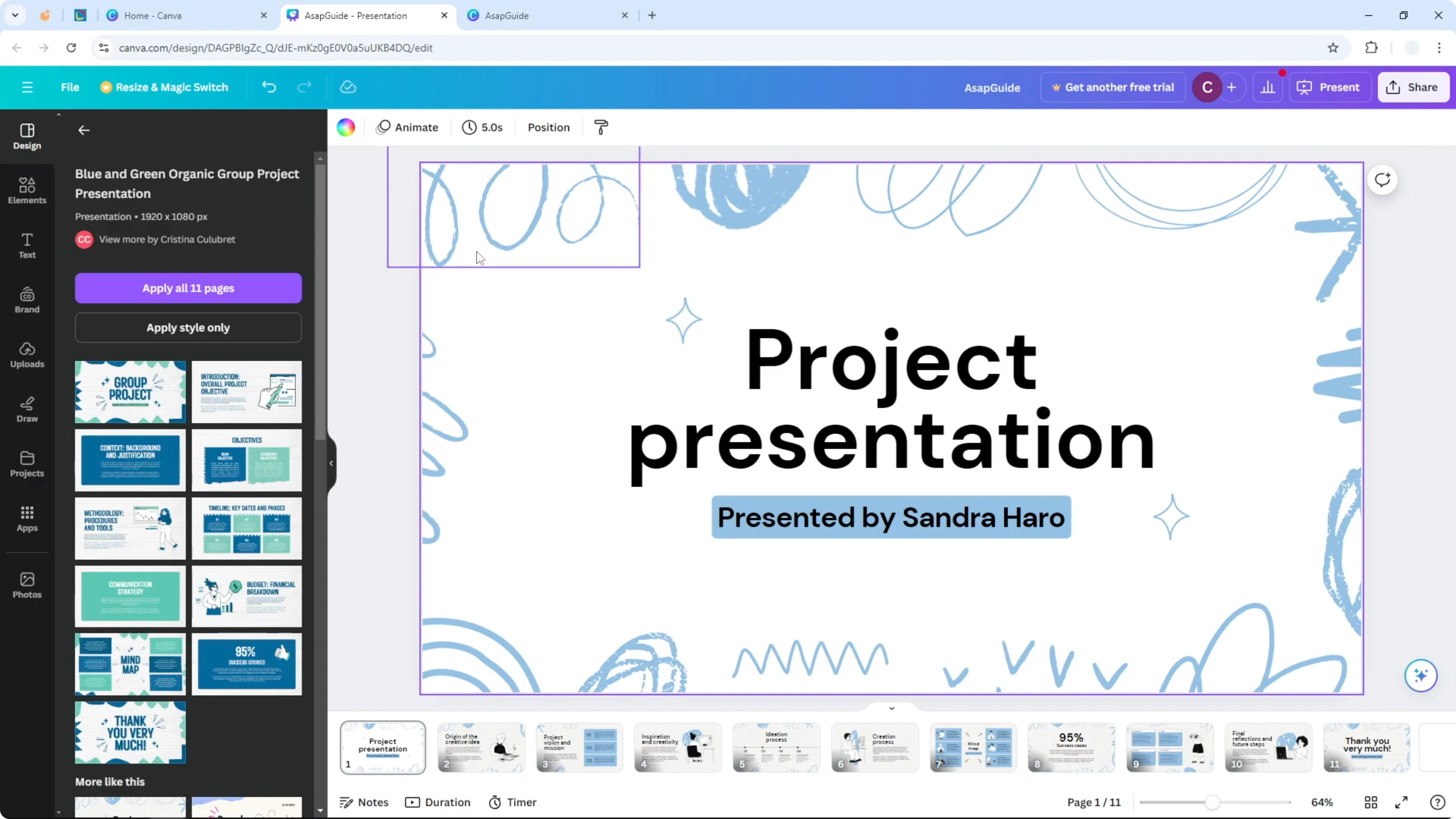Screenshot from How to Add Background to Canva Presentation at 50s