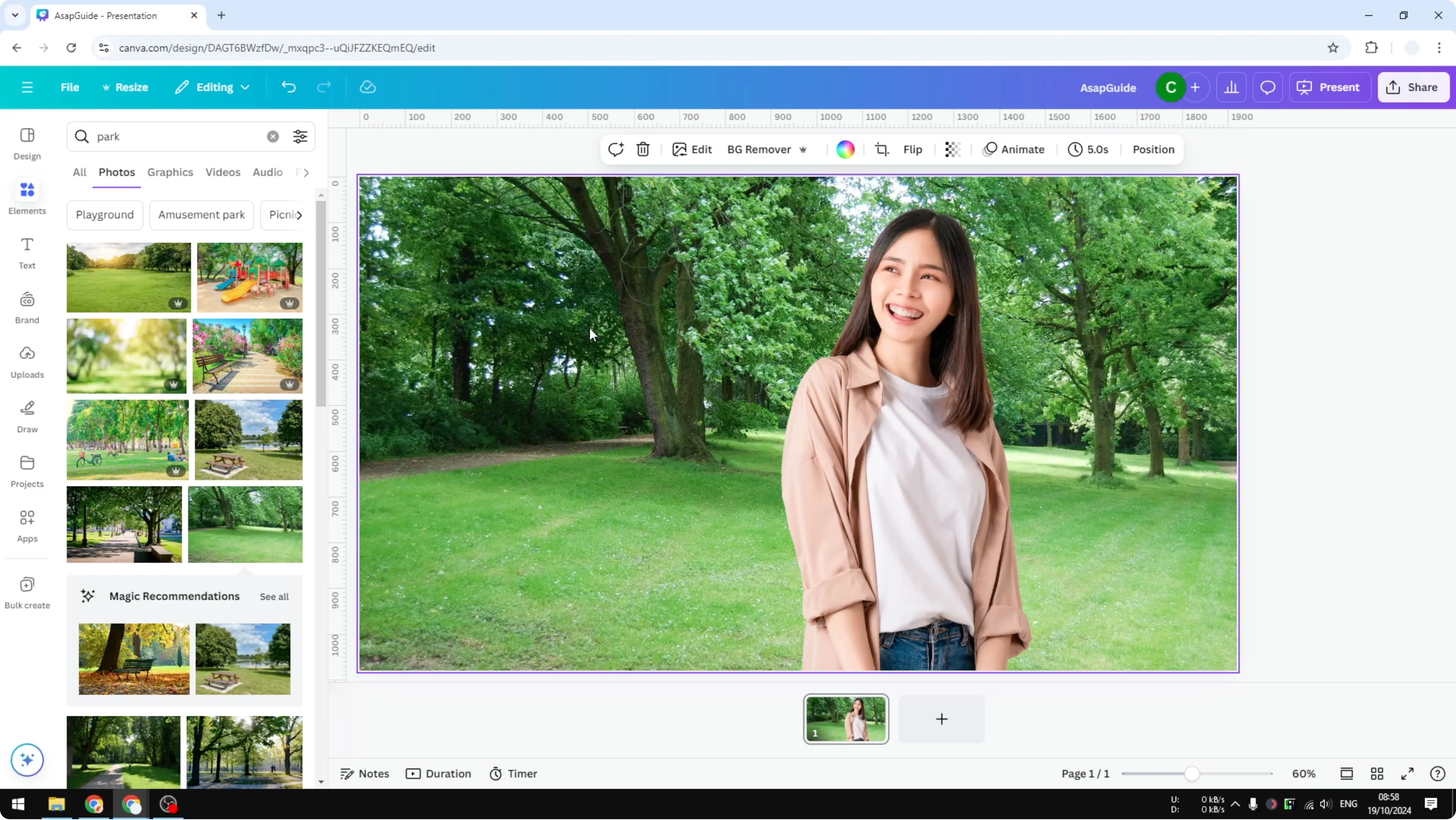 Screenshot from How to Add a Background Photo in Canva at 134s
