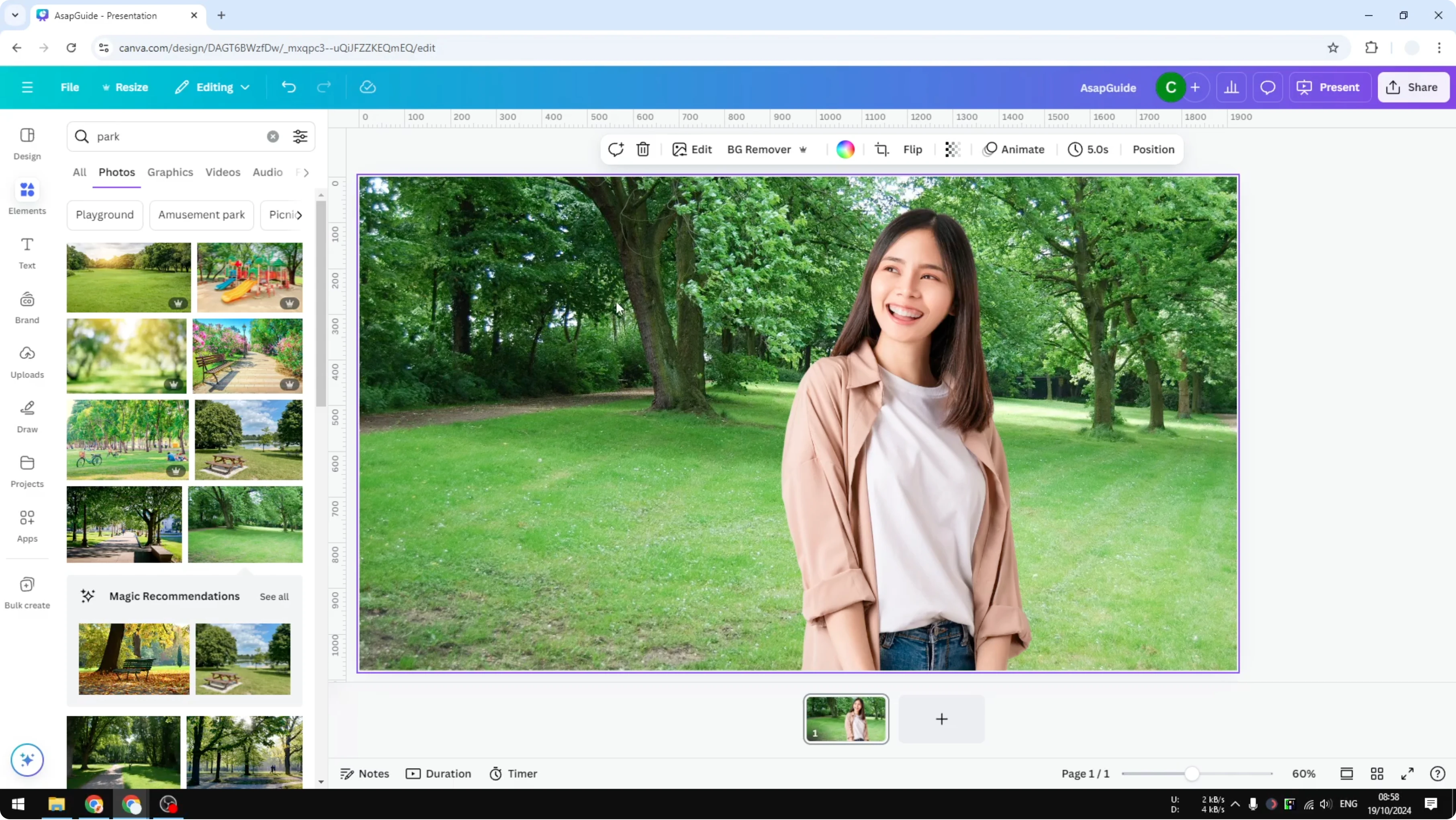 Screenshot from How to Add a Background Photo in Canva at 147s