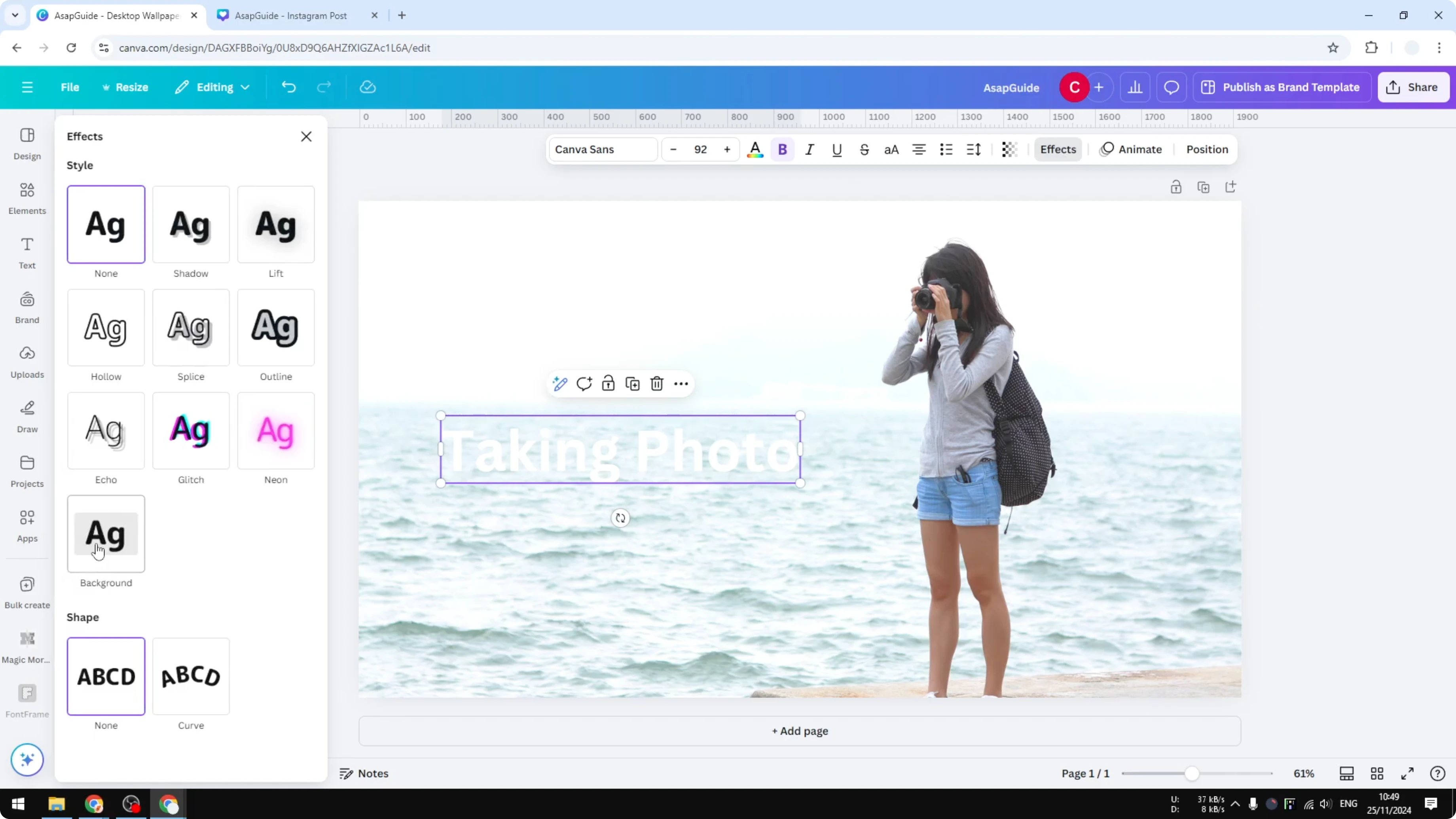 Screenshot from How to Add Background to Text in Canva at 47s