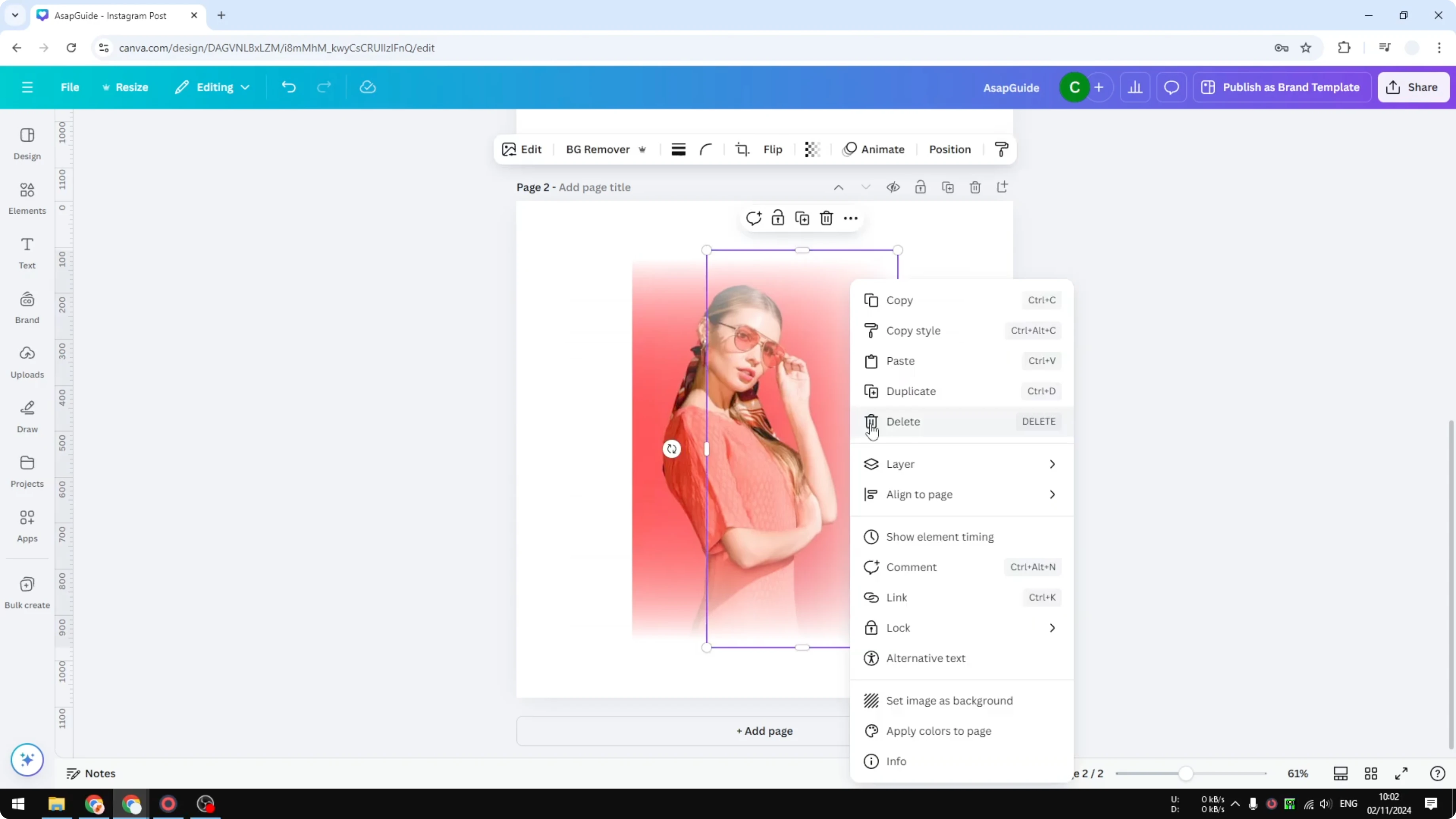 Screenshot from How to Add Blending Edges on Photo in Canva at 163s