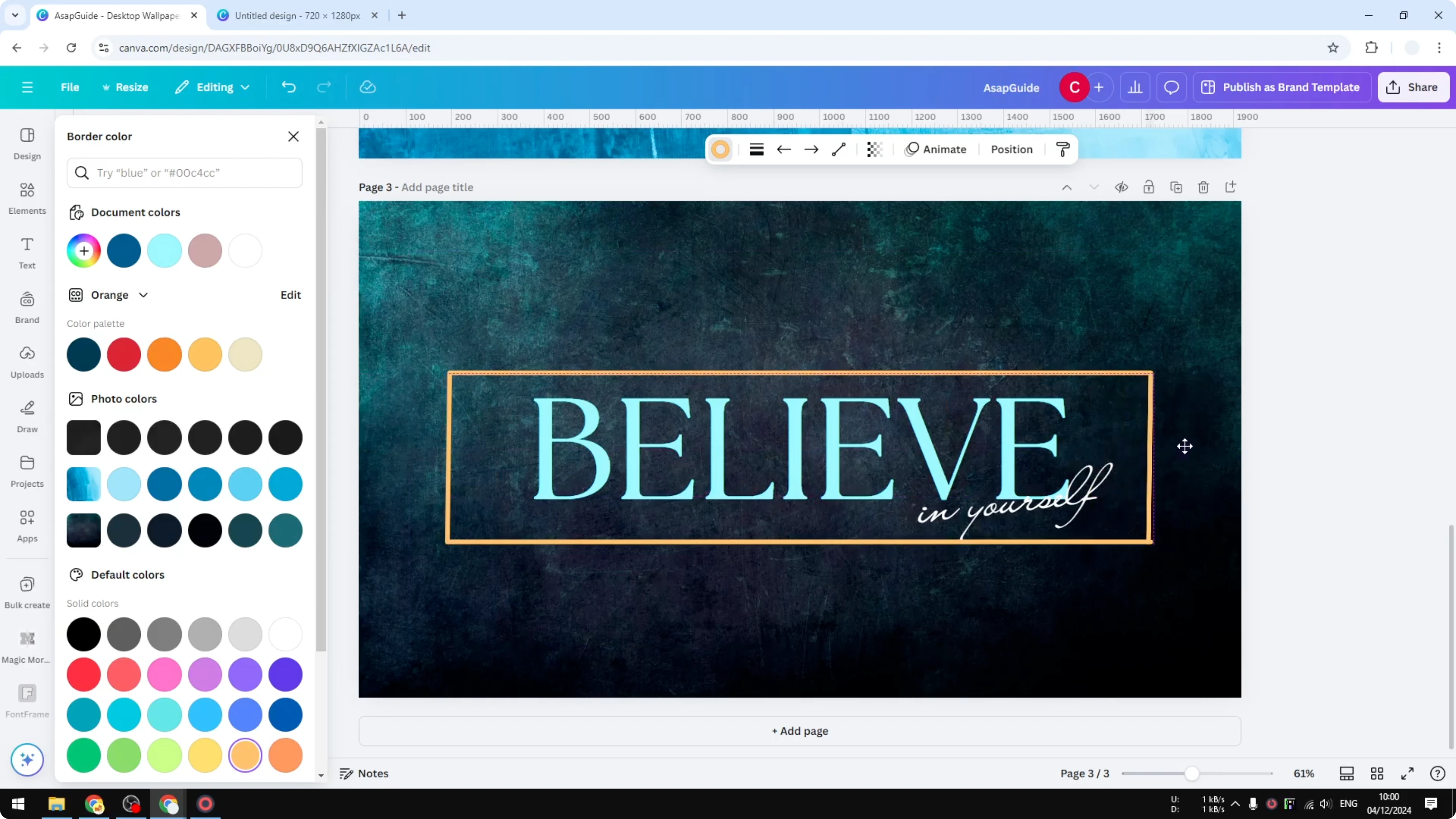 Screenshot from How to Add a Border to a Text Box in Canva at 112s