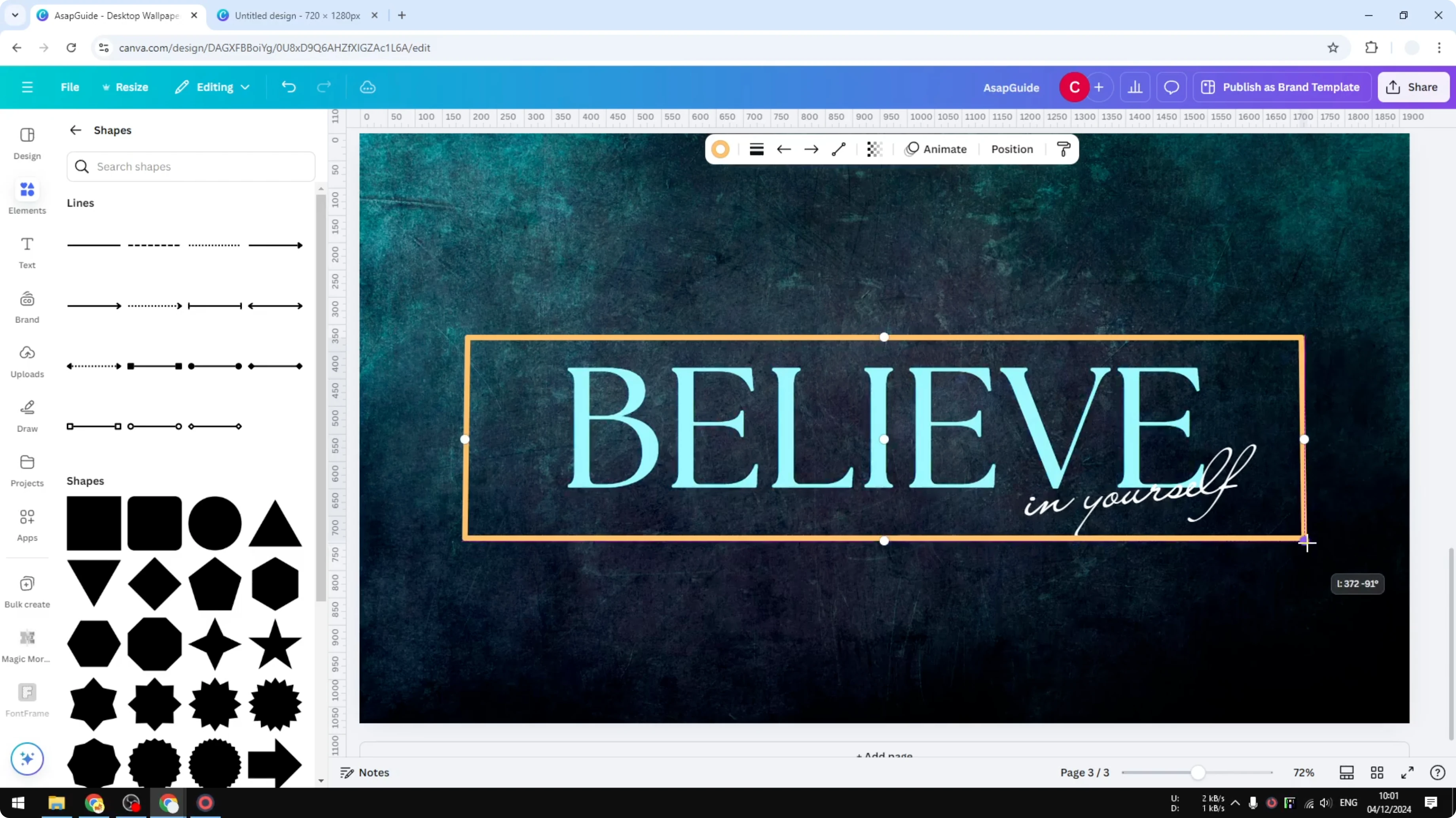 Screenshot from How to Add a Border to a Text Box in Canva at 143s
