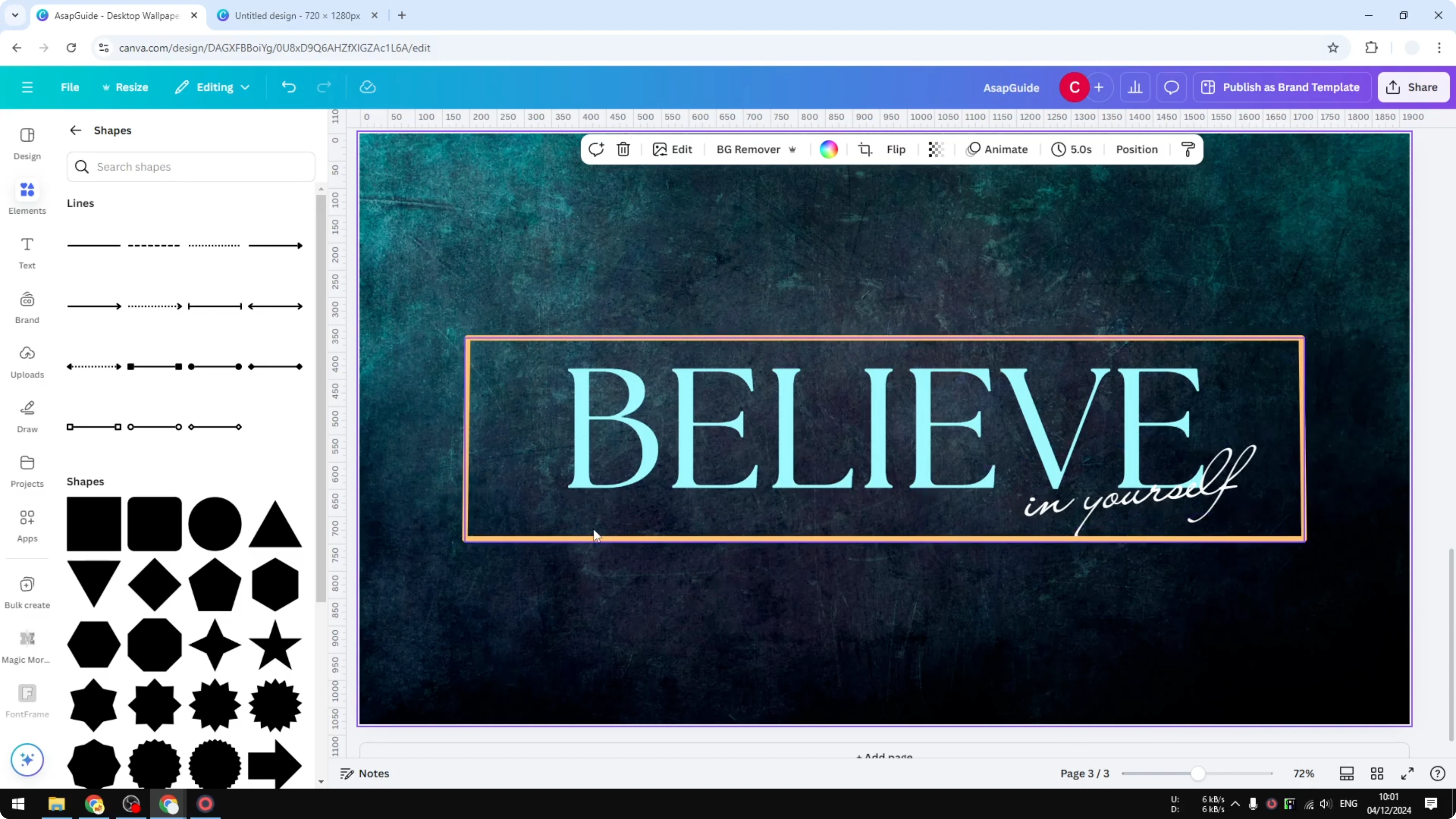 Screenshot from How to Add a Border to a Text Box in Canva at 153s