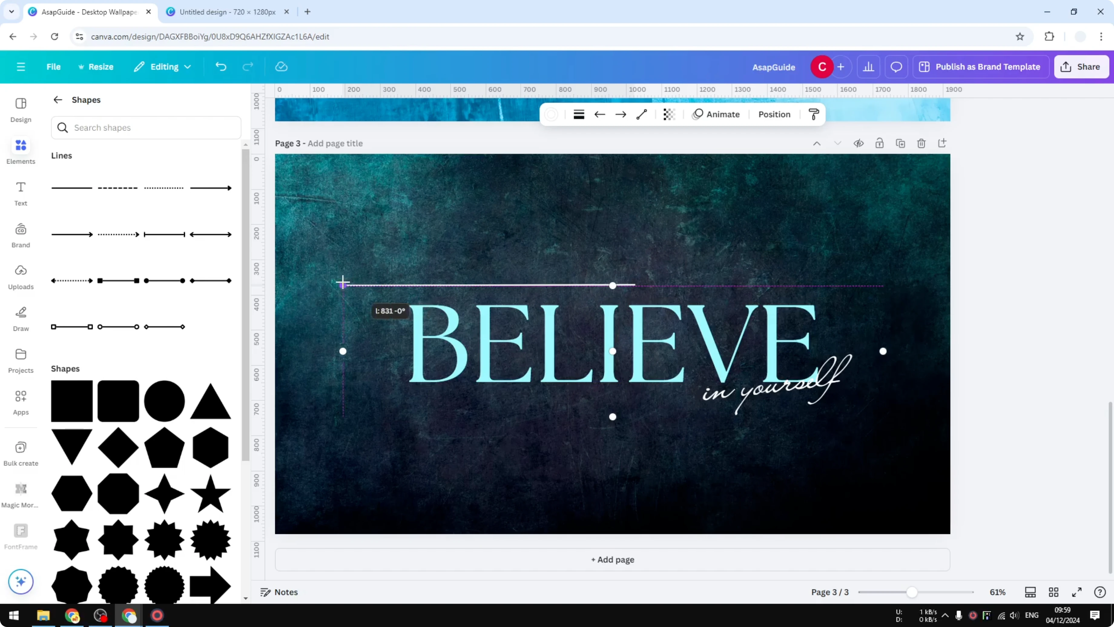 Screenshot from How to Add a Border to a Text Box in Canva at 50s