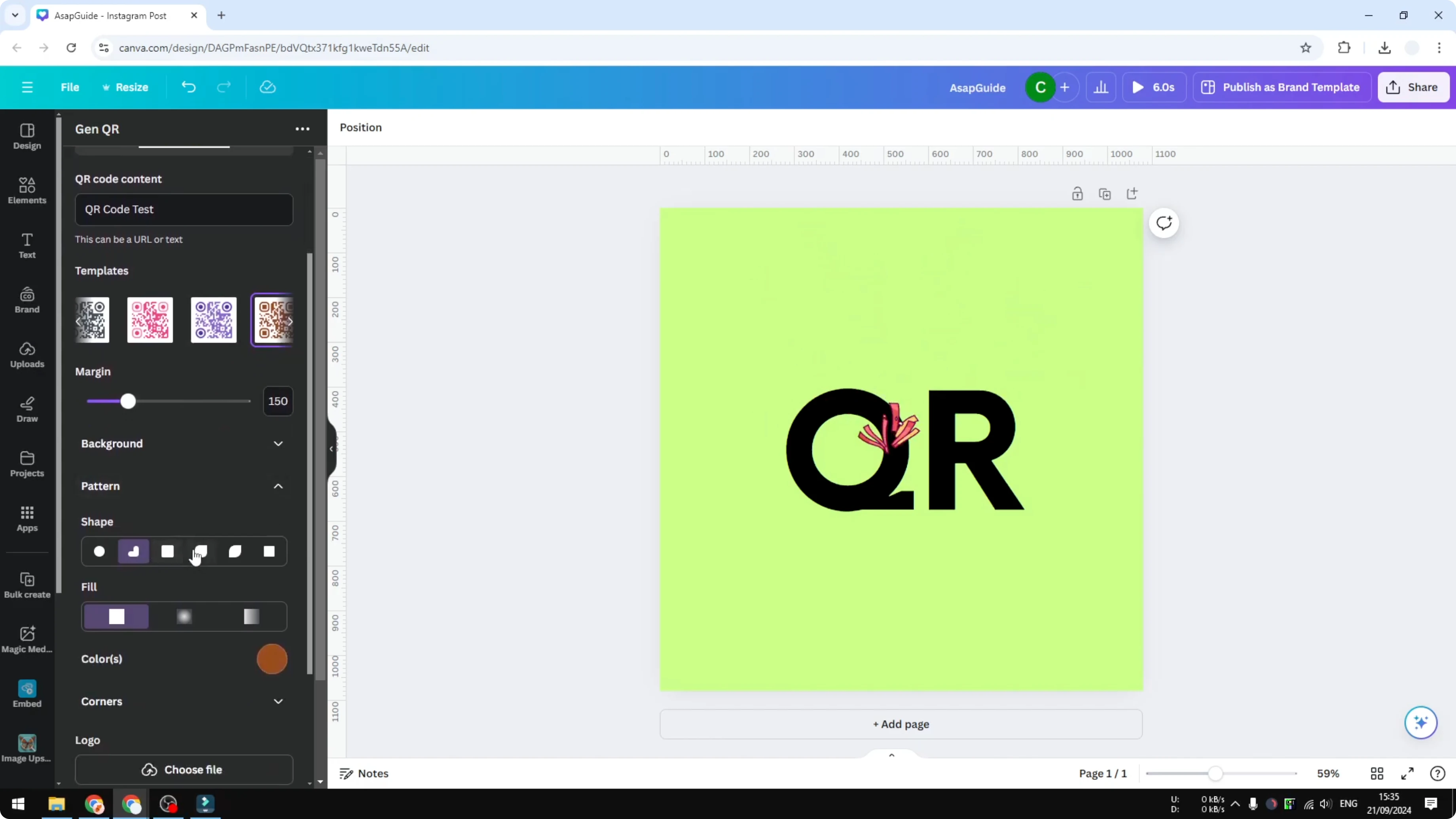 Screenshot from How to Add Branded QR Codes in Canva at 118s