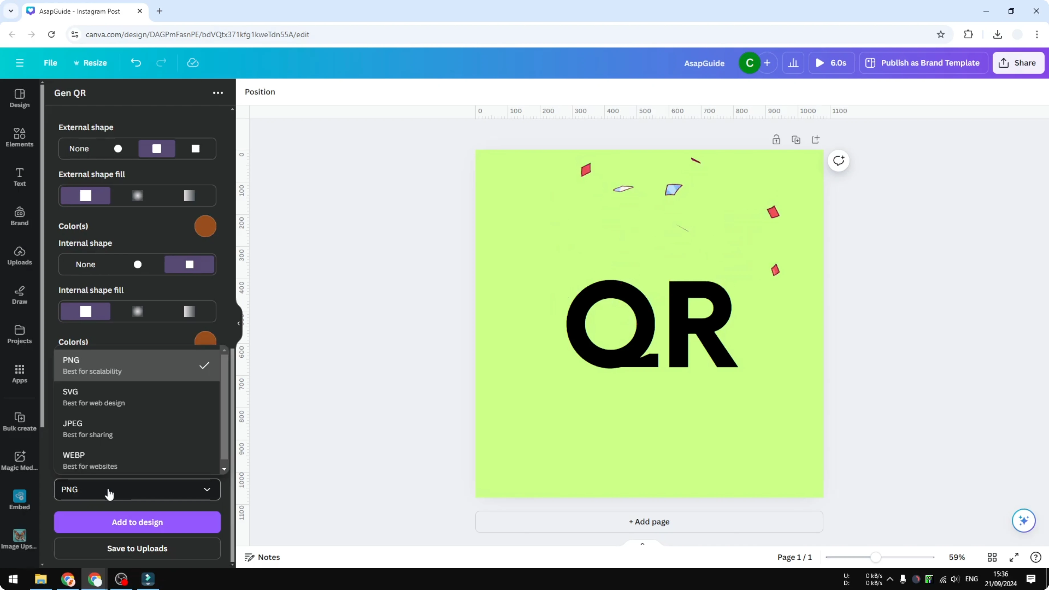 Screenshot from How to Add Branded QR Codes in Canva at 159s