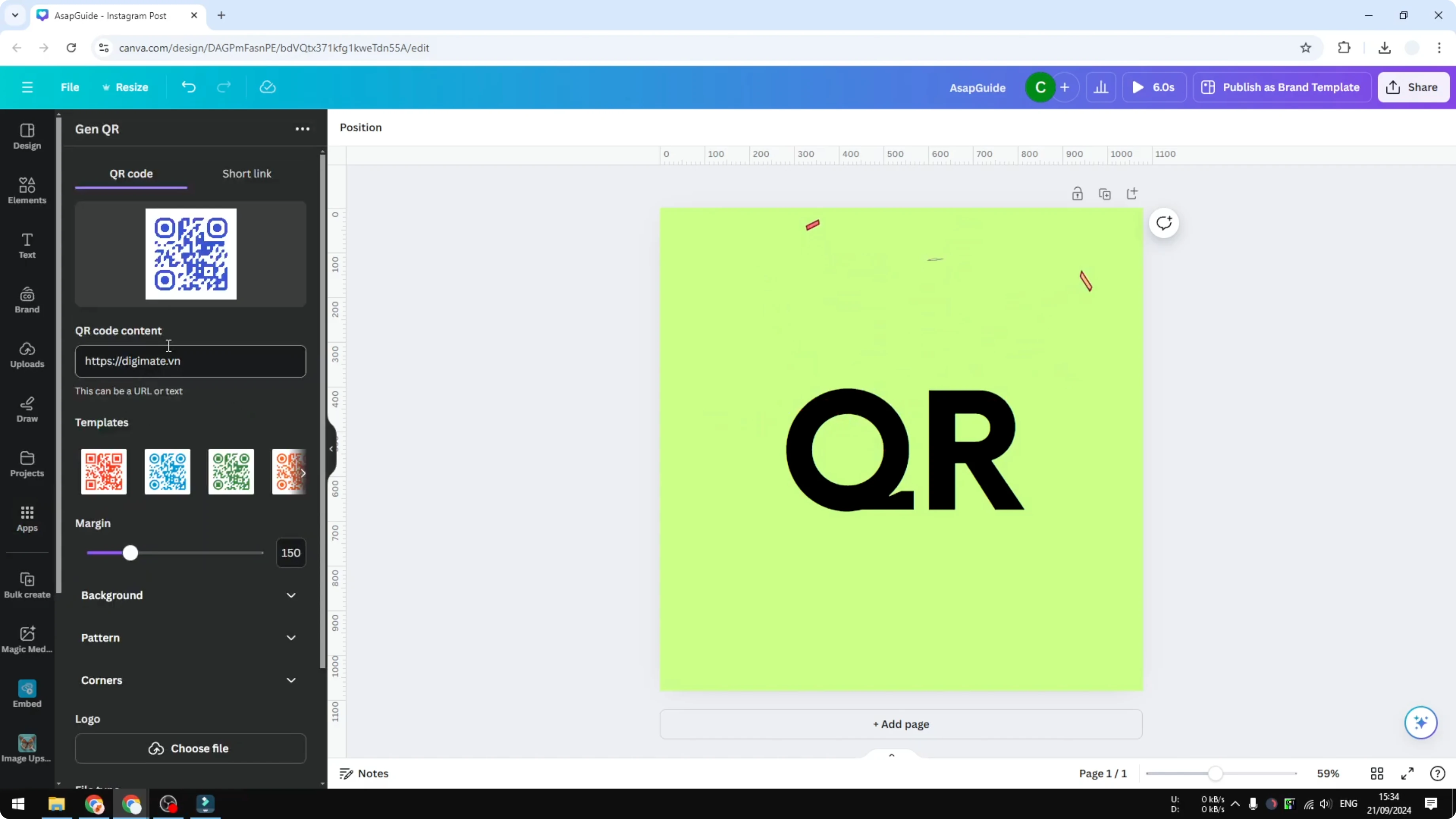 Screenshot from How to Add Branded QR Codes in Canva at 78s