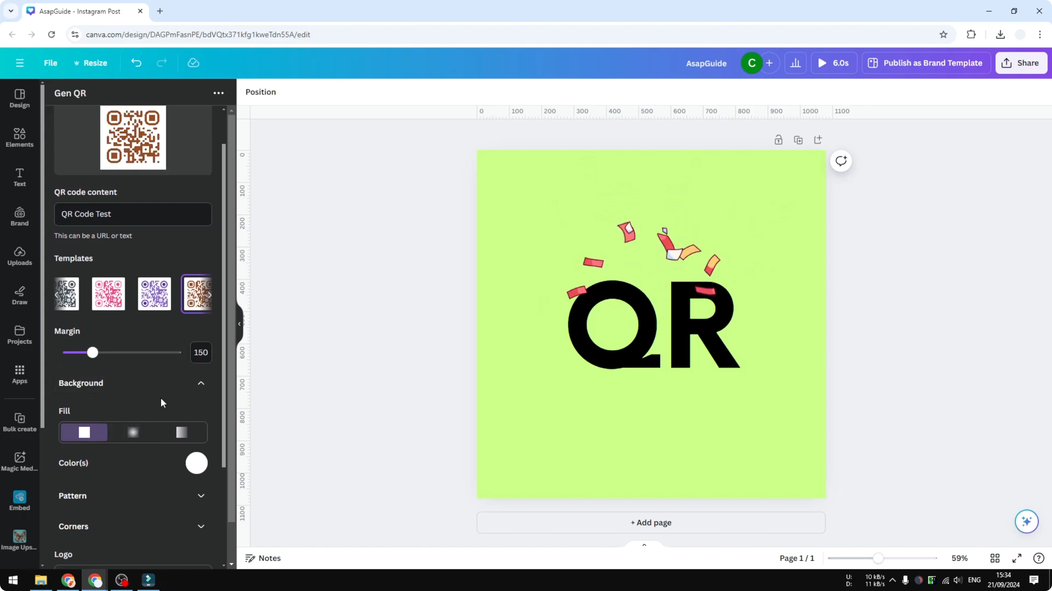 Screenshot from How to Add Branded QR Codes in Canva at 99s