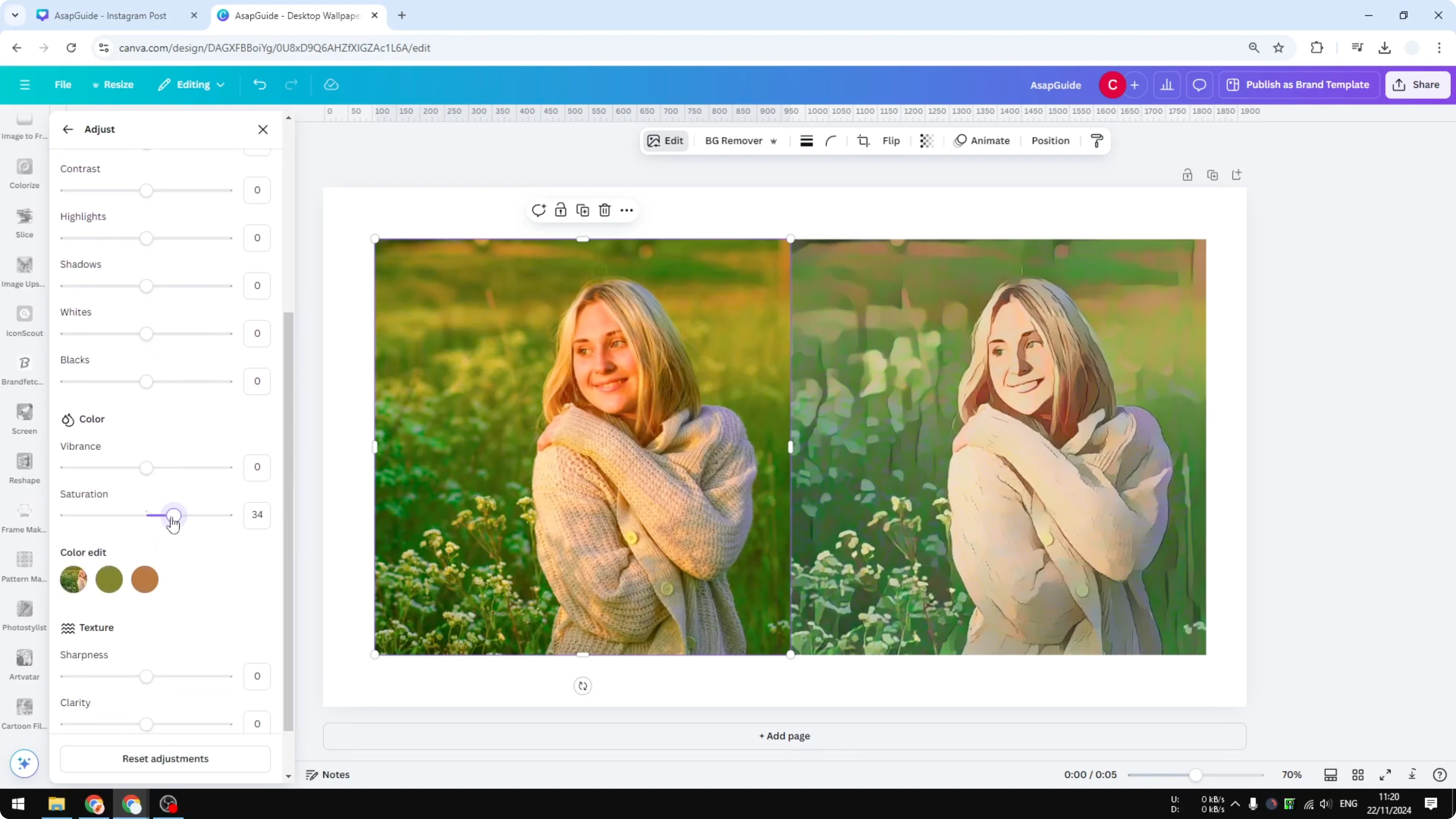 Screenshot from How to Add Cartoon Effect to Photo in Canva Using AI at 152s