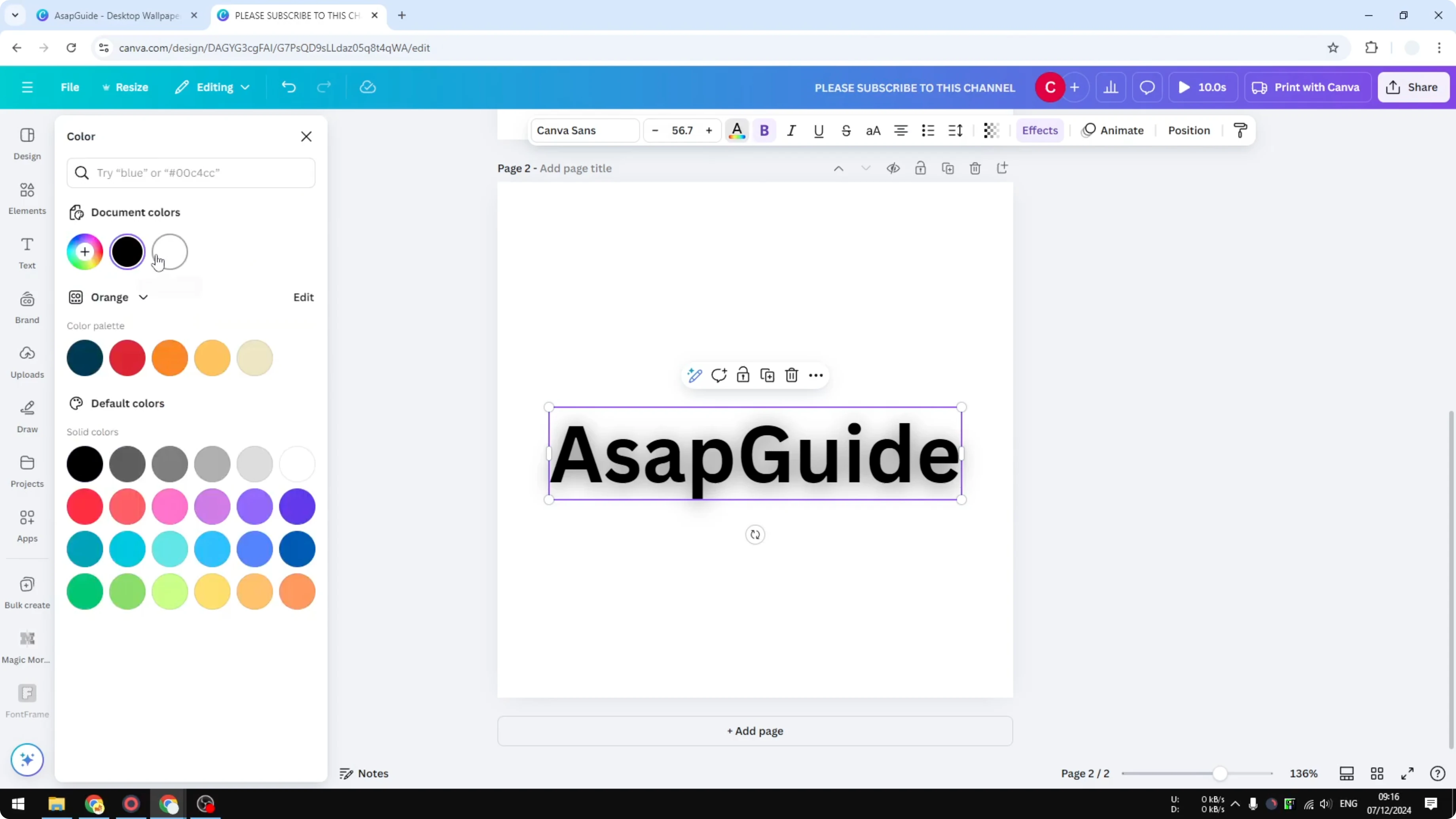 Screenshot from How to Add a Drop Shadow in Canva at 135s