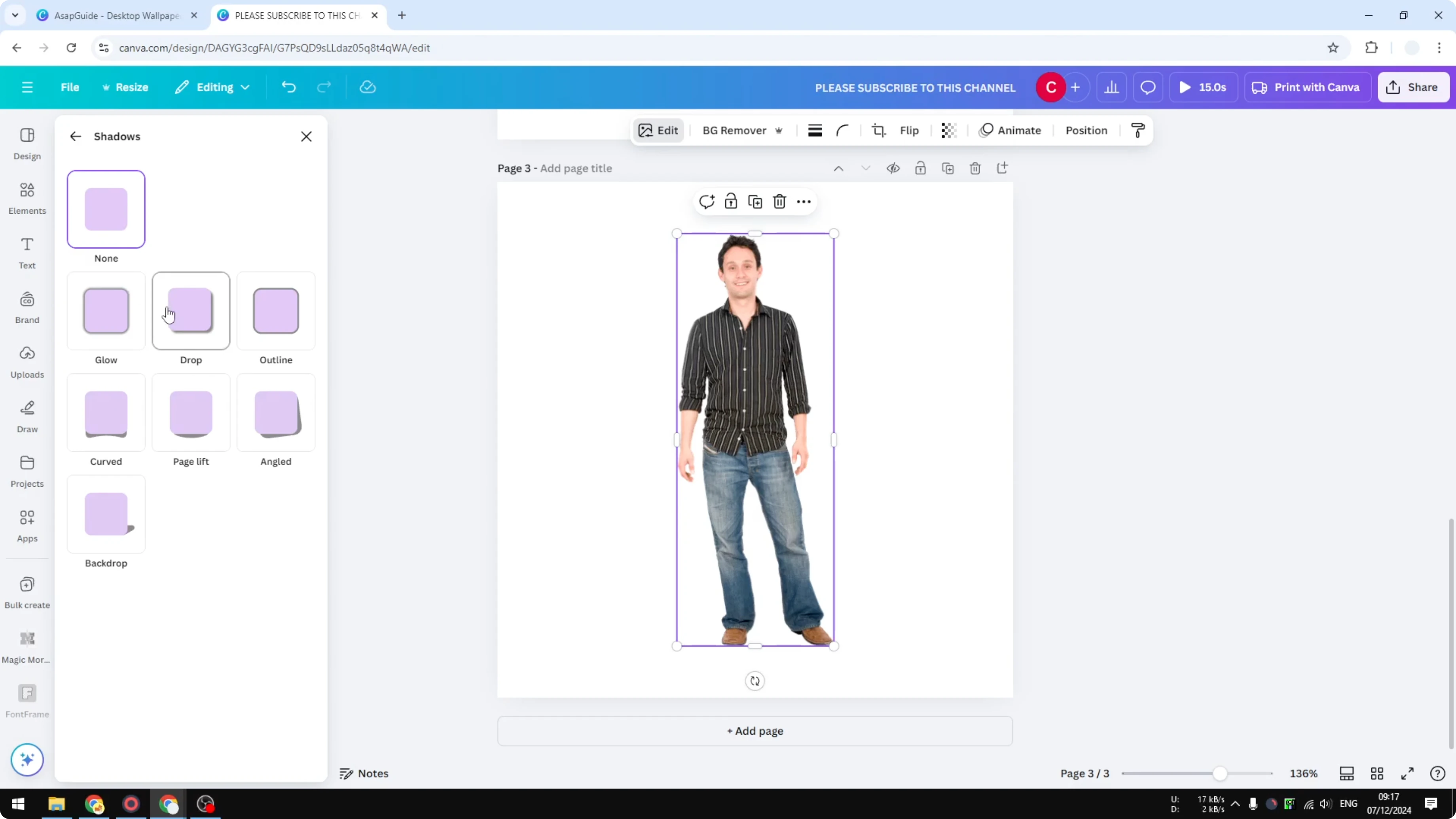 Screenshot from How to Add a Drop Shadow in Canva at 194s