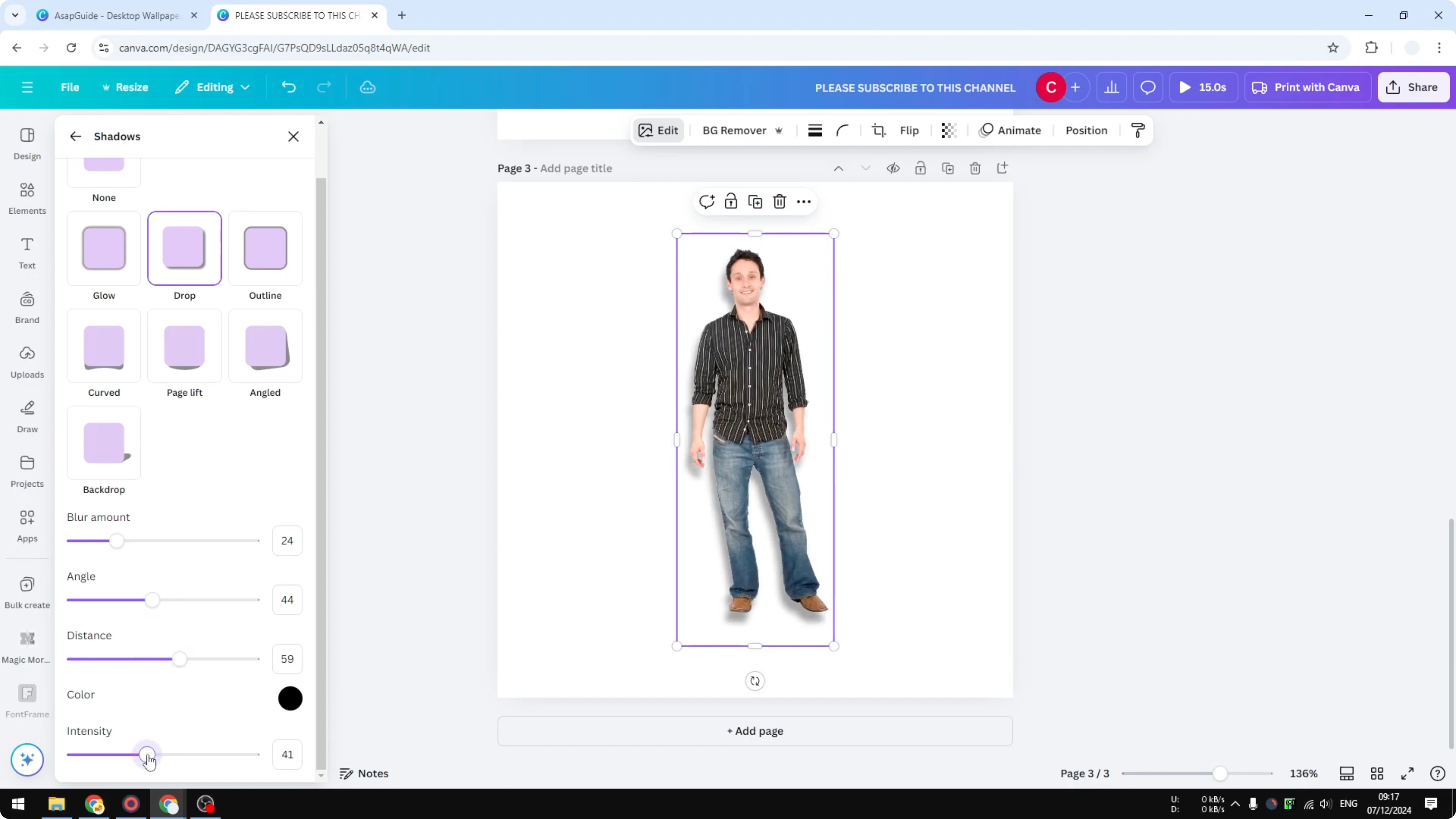 Screenshot from How to Add a Drop Shadow in Canva at 212s