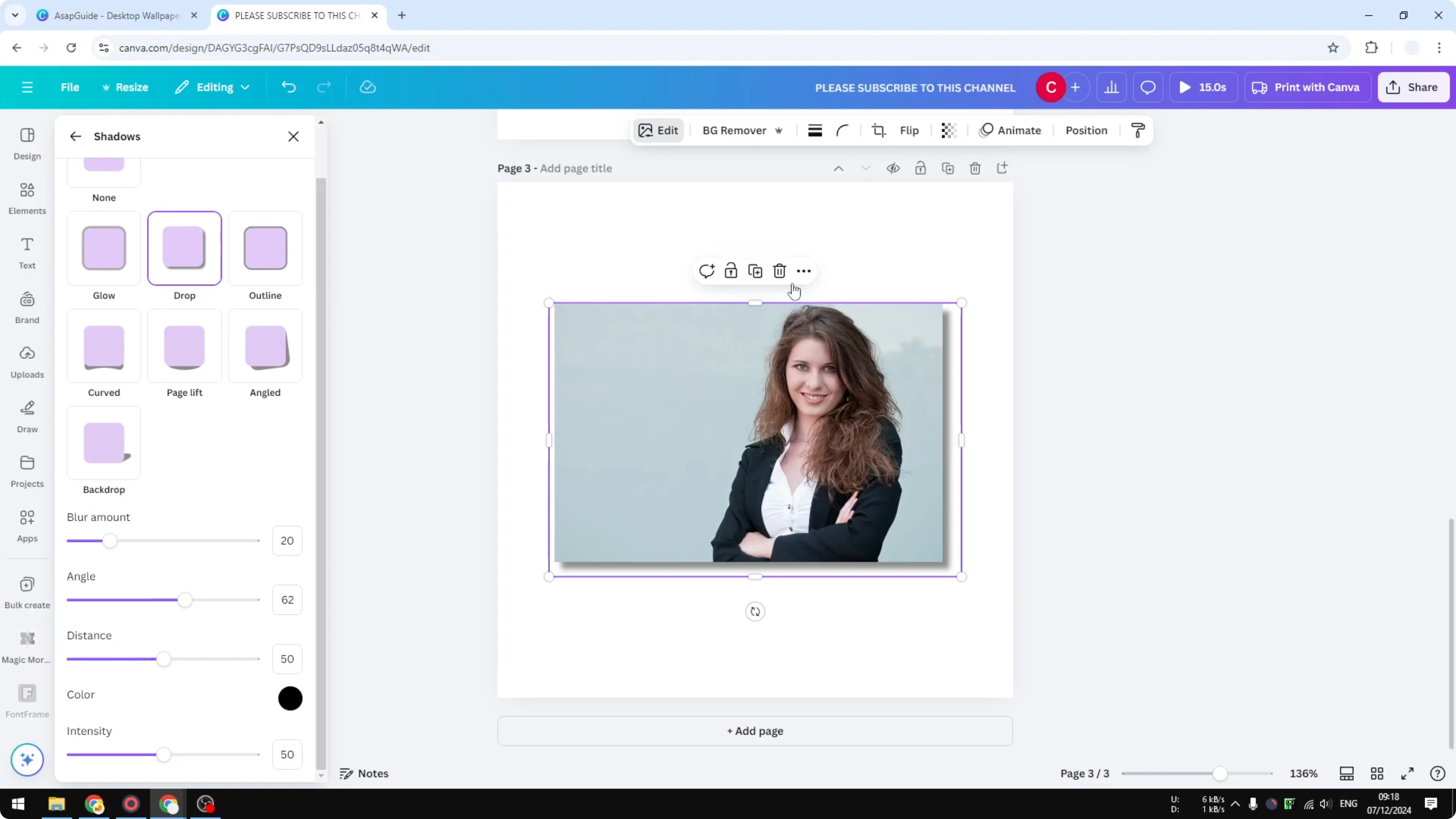 Screenshot from How to Add a Drop Shadow in Canva at 251s