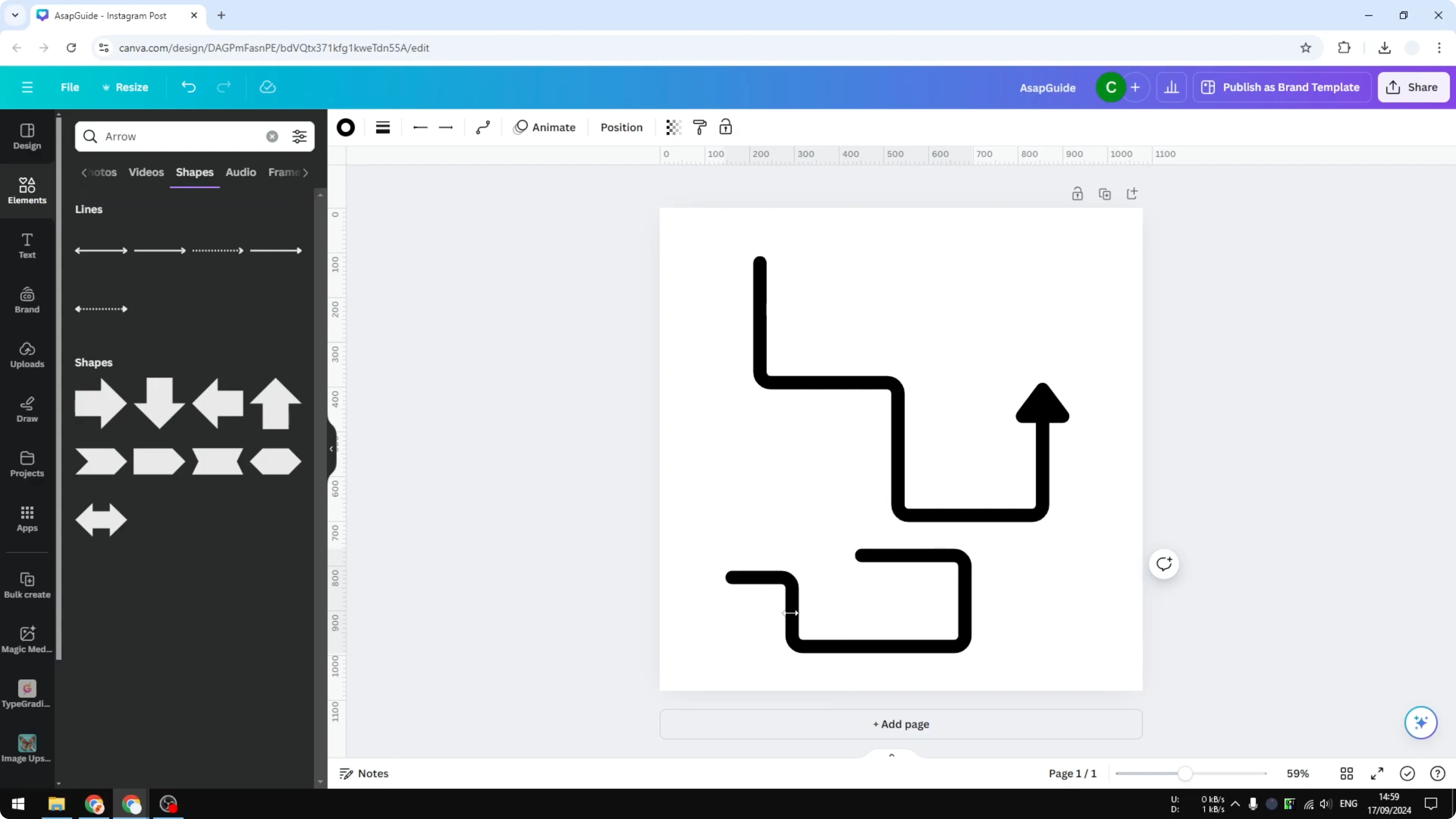 Screenshot from How to Add an Elbow Line in Canva at 110s