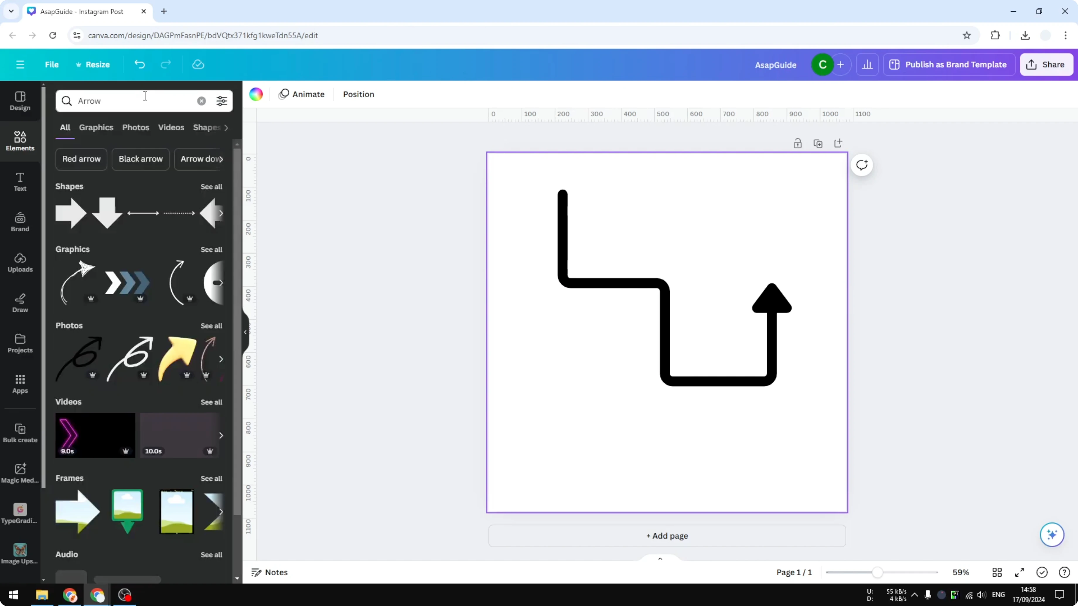 Screenshot from How to Add an Elbow Line in Canva at 42s