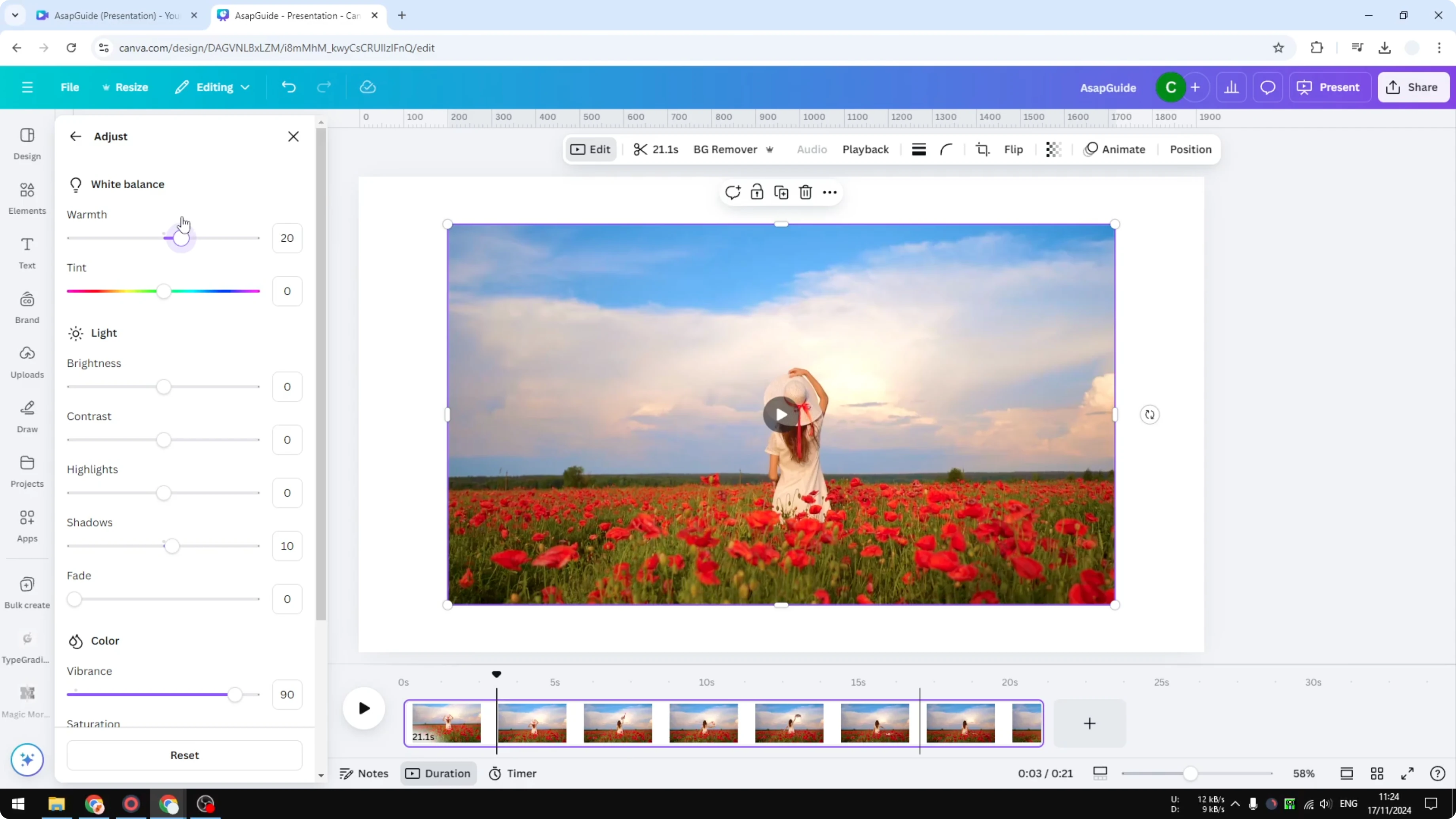 Screenshot from How to Add Filter to Video in Canva at 117s