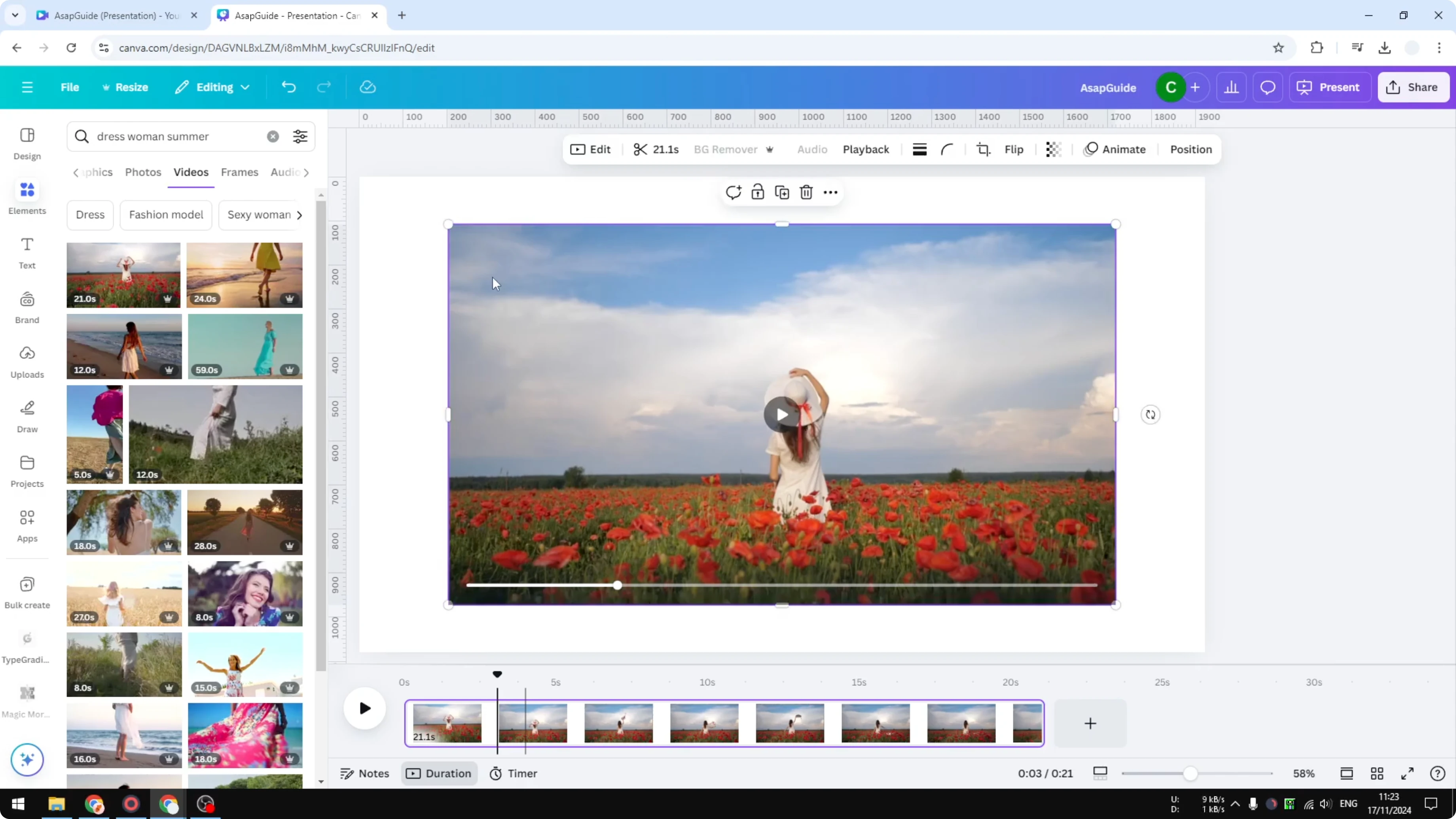 Screenshot from How to Add Filter to Video in Canva at 34s