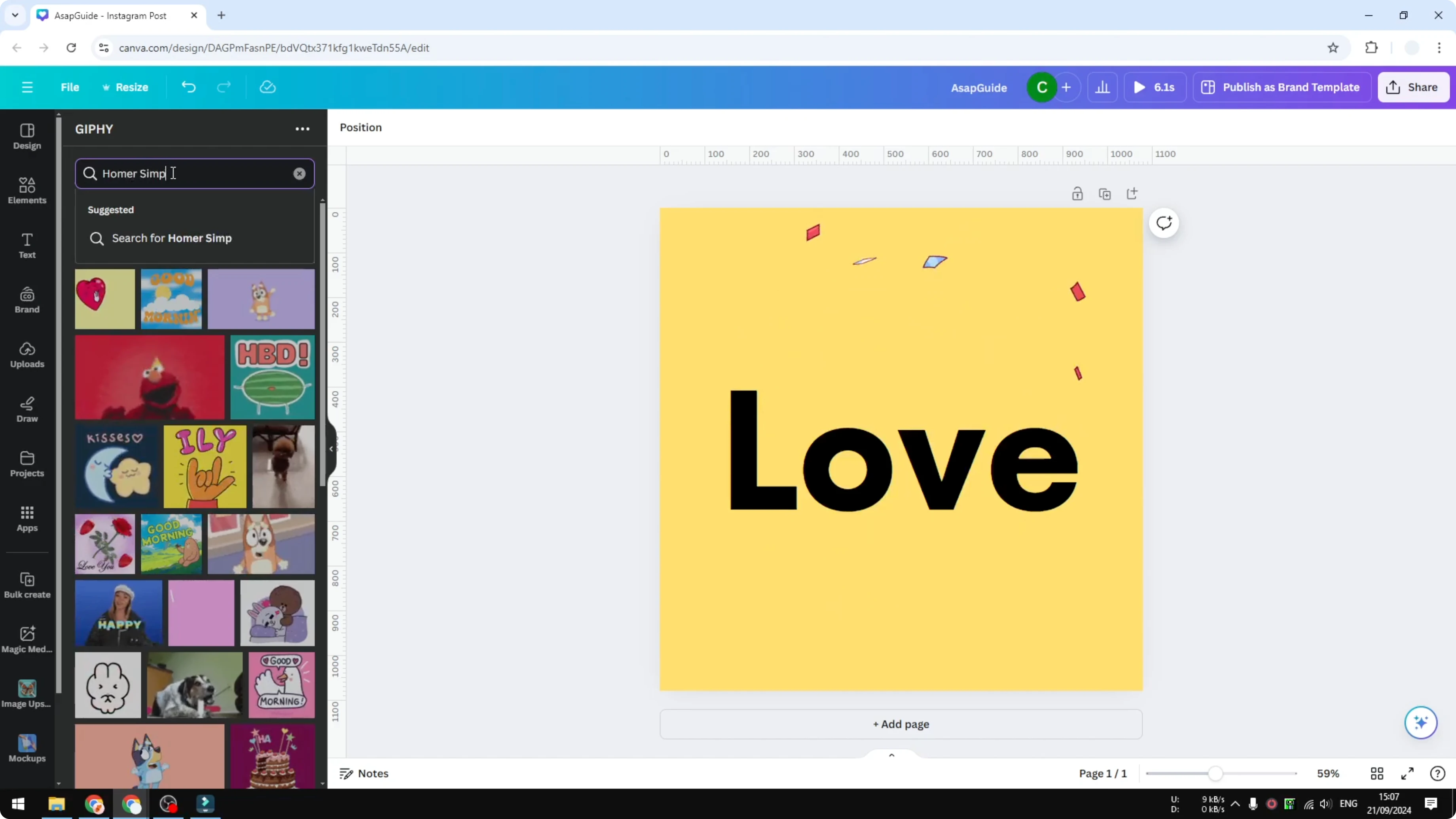Screenshot from How to Add GIFs to Canva GIPHY at 101s