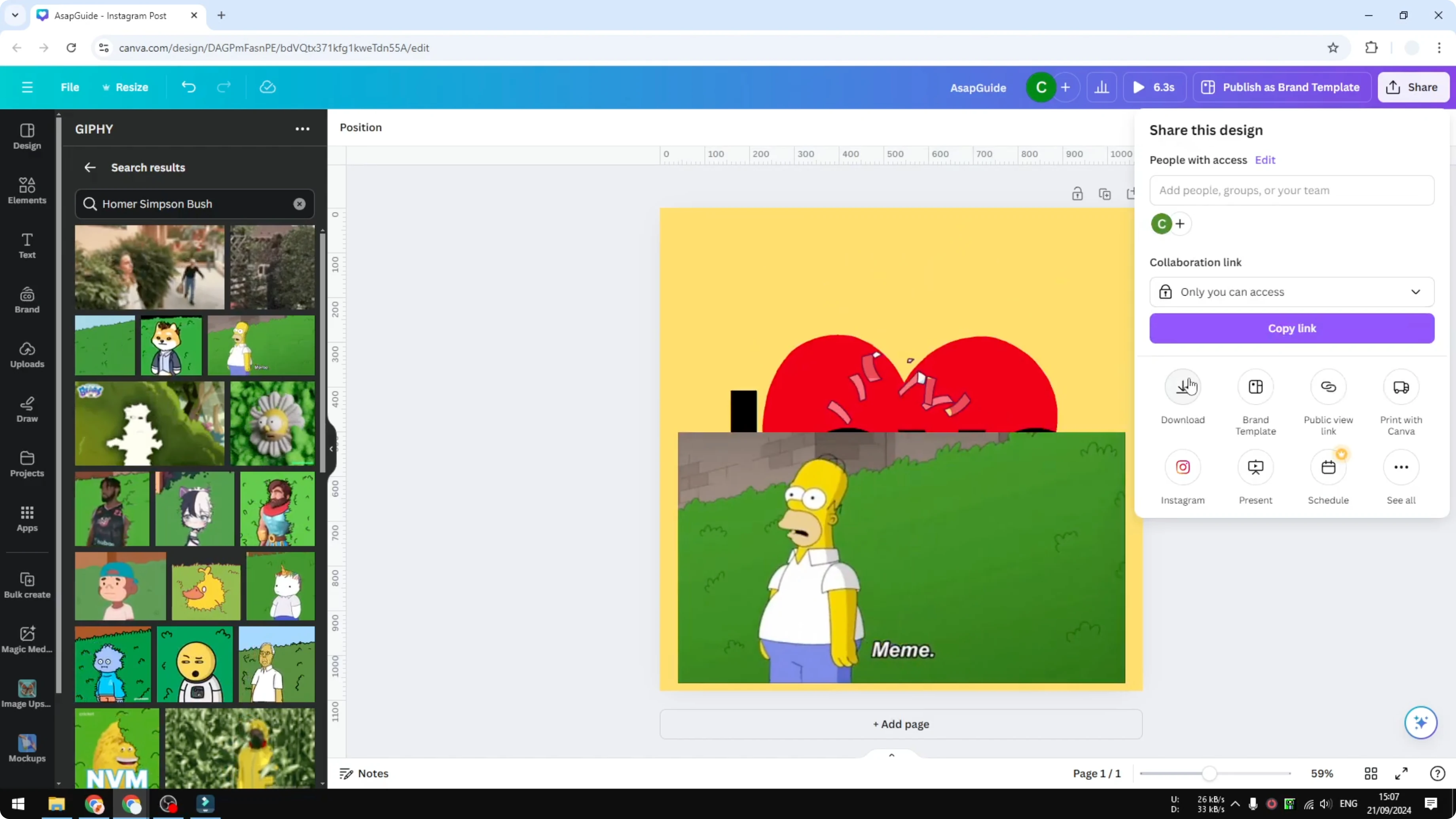 Screenshot from How to Add GIFs to Canva GIPHY at 128s