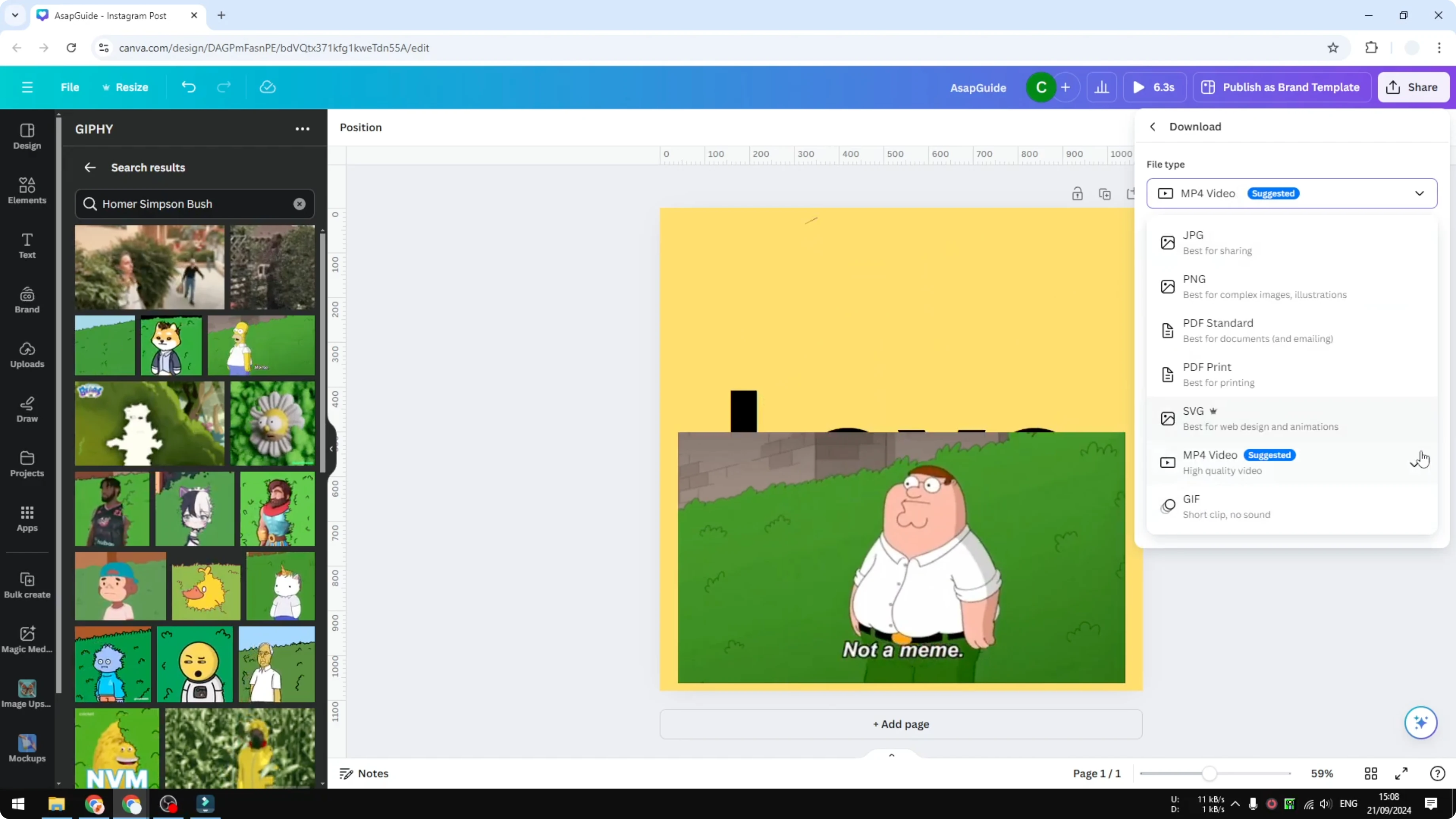Screenshot from How to Add GIFs to Canva GIPHY at 136s