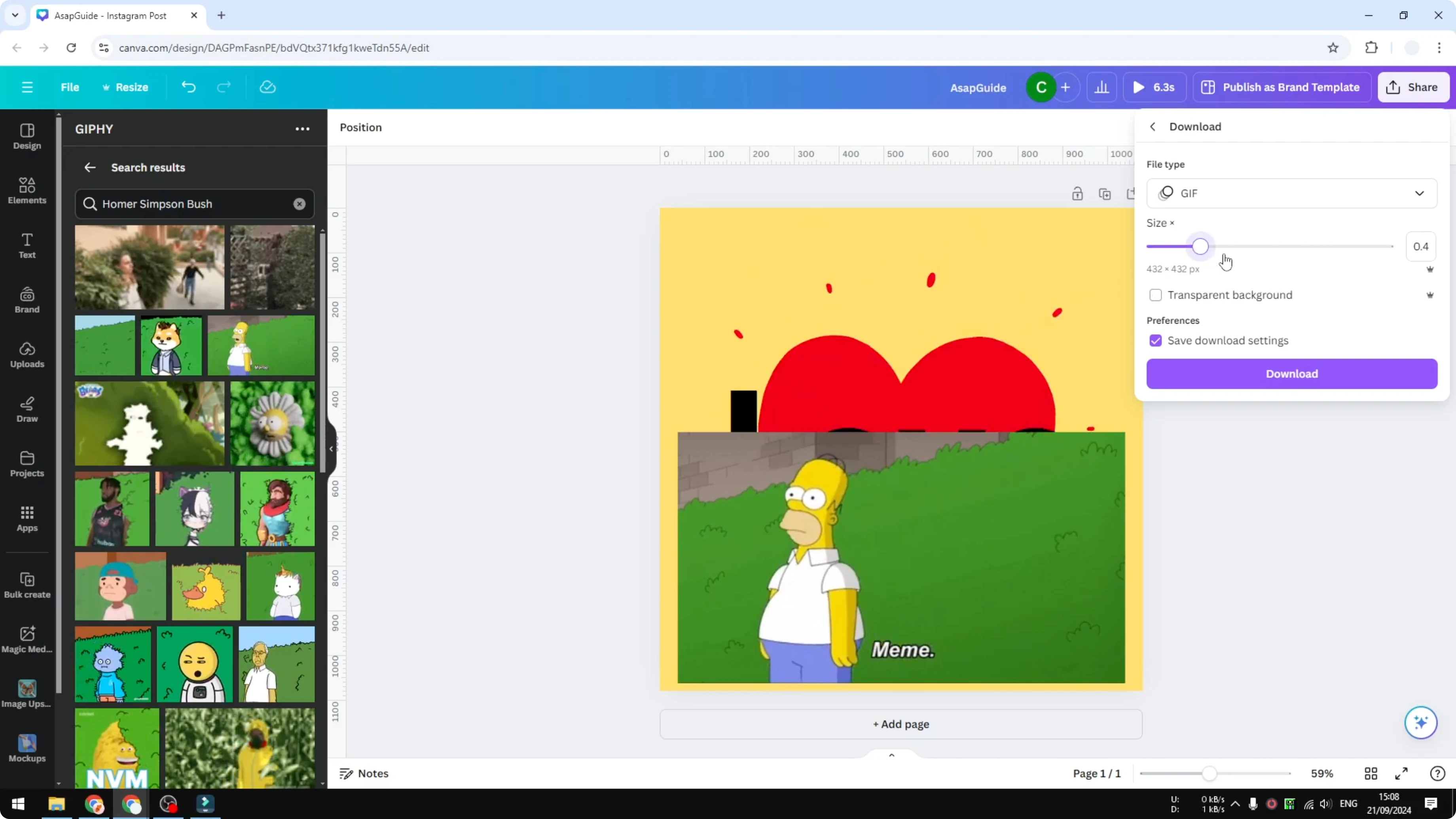 Screenshot from How to Add GIFs to Canva GIPHY at 160s