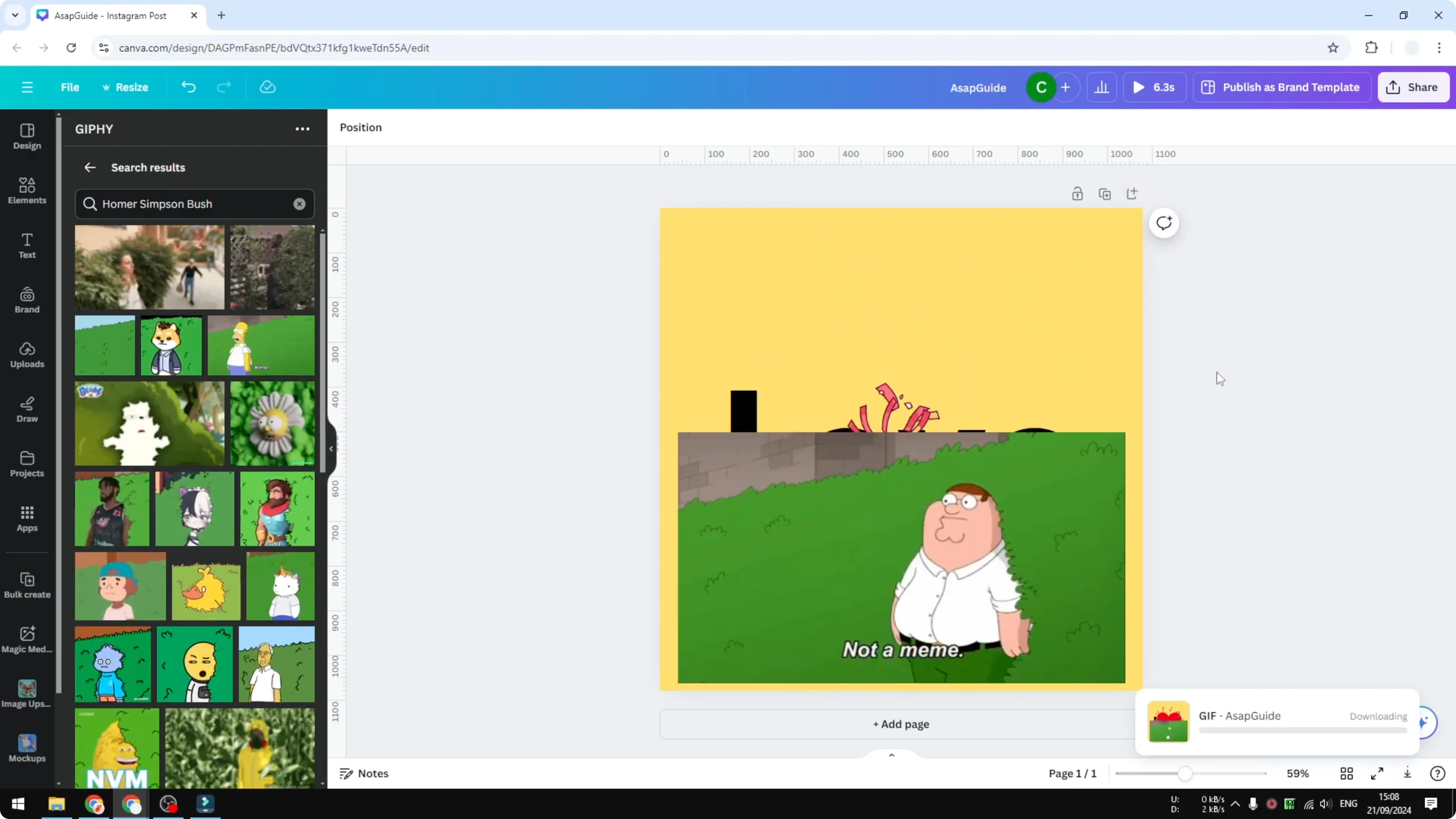 Screenshot from How to Add GIFs to Canva GIPHY at 164s