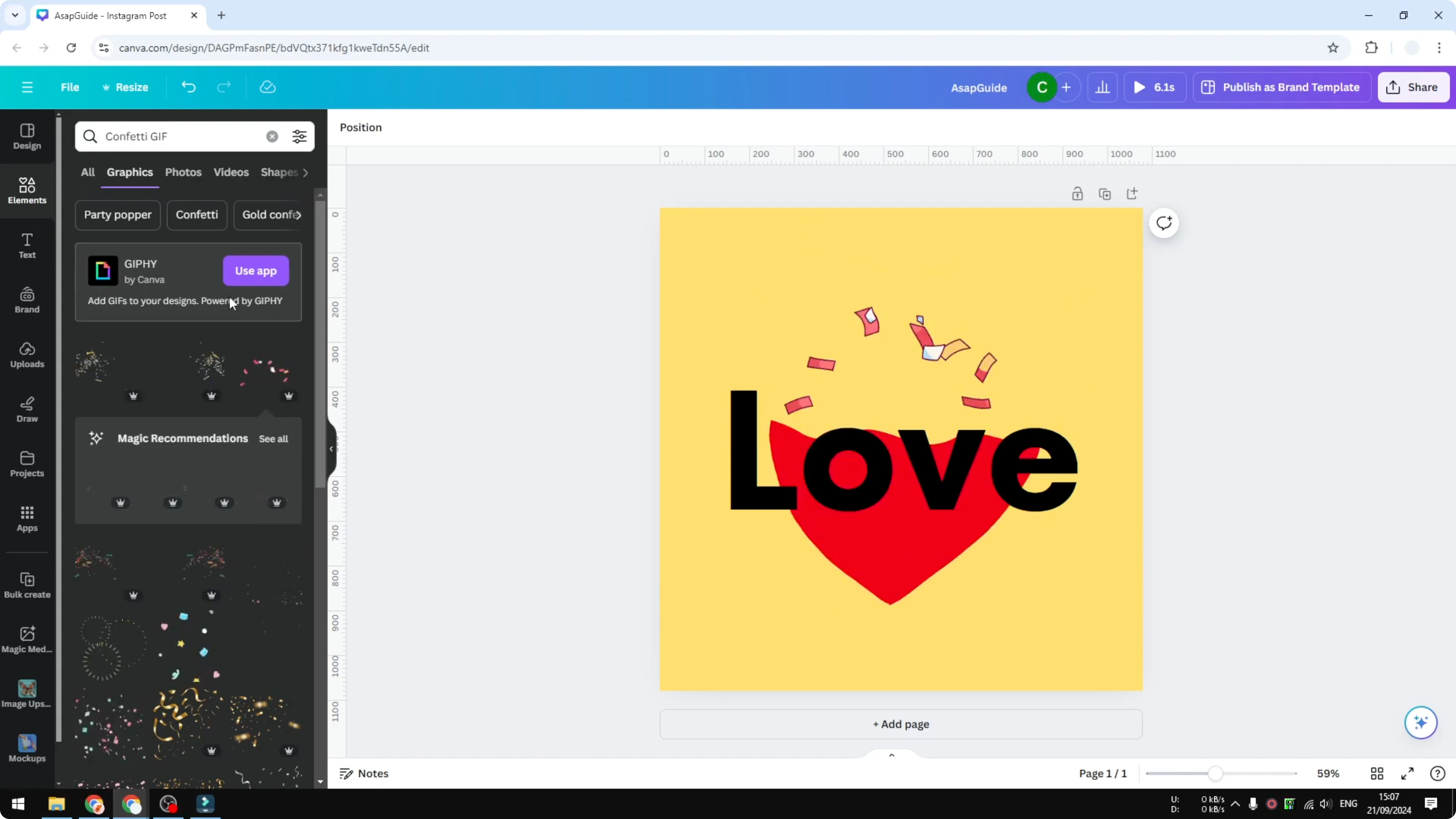 Screenshot from How to Add GIFs to Canva GIPHY at 73s