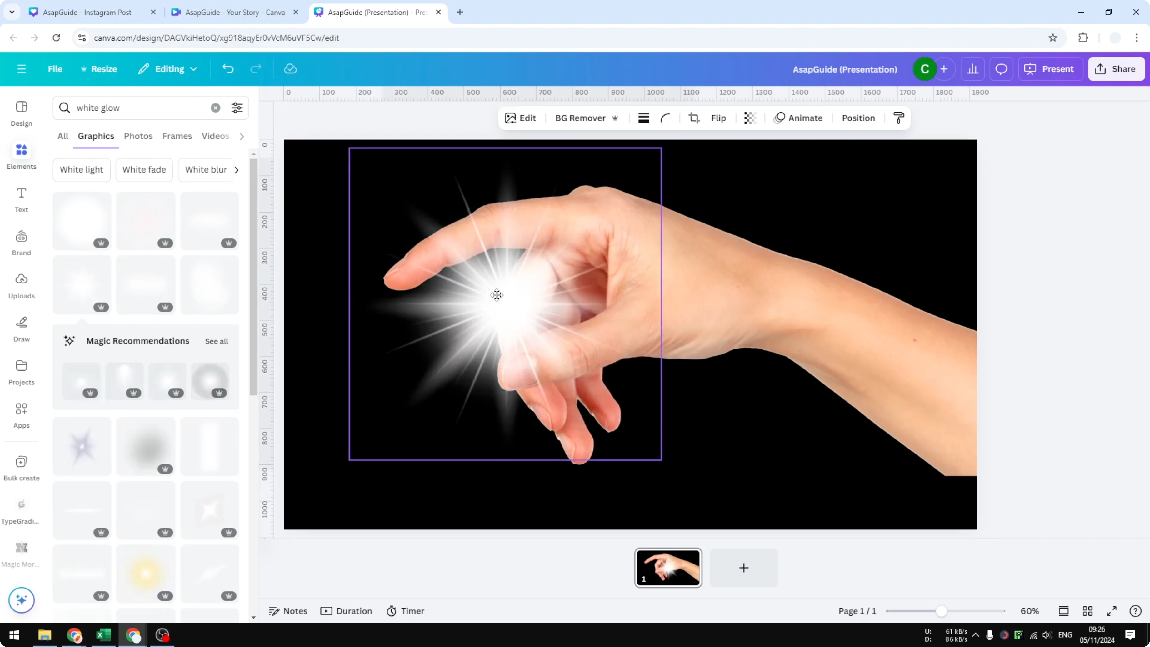 Screenshot from How to Add a Glow Effect in Canva at 100s