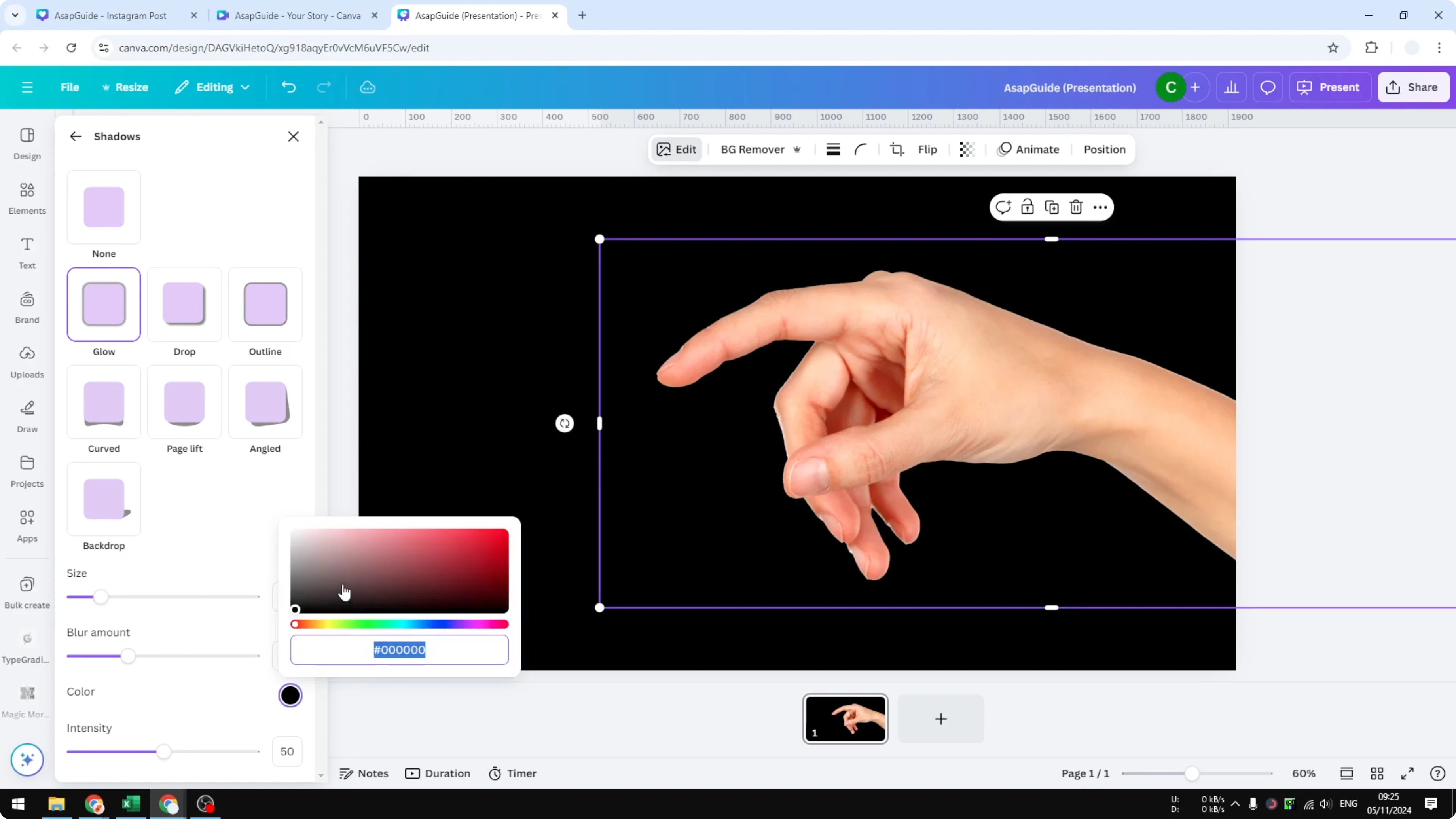 Screenshot from How to Add a Glow Effect in Canva at 51s