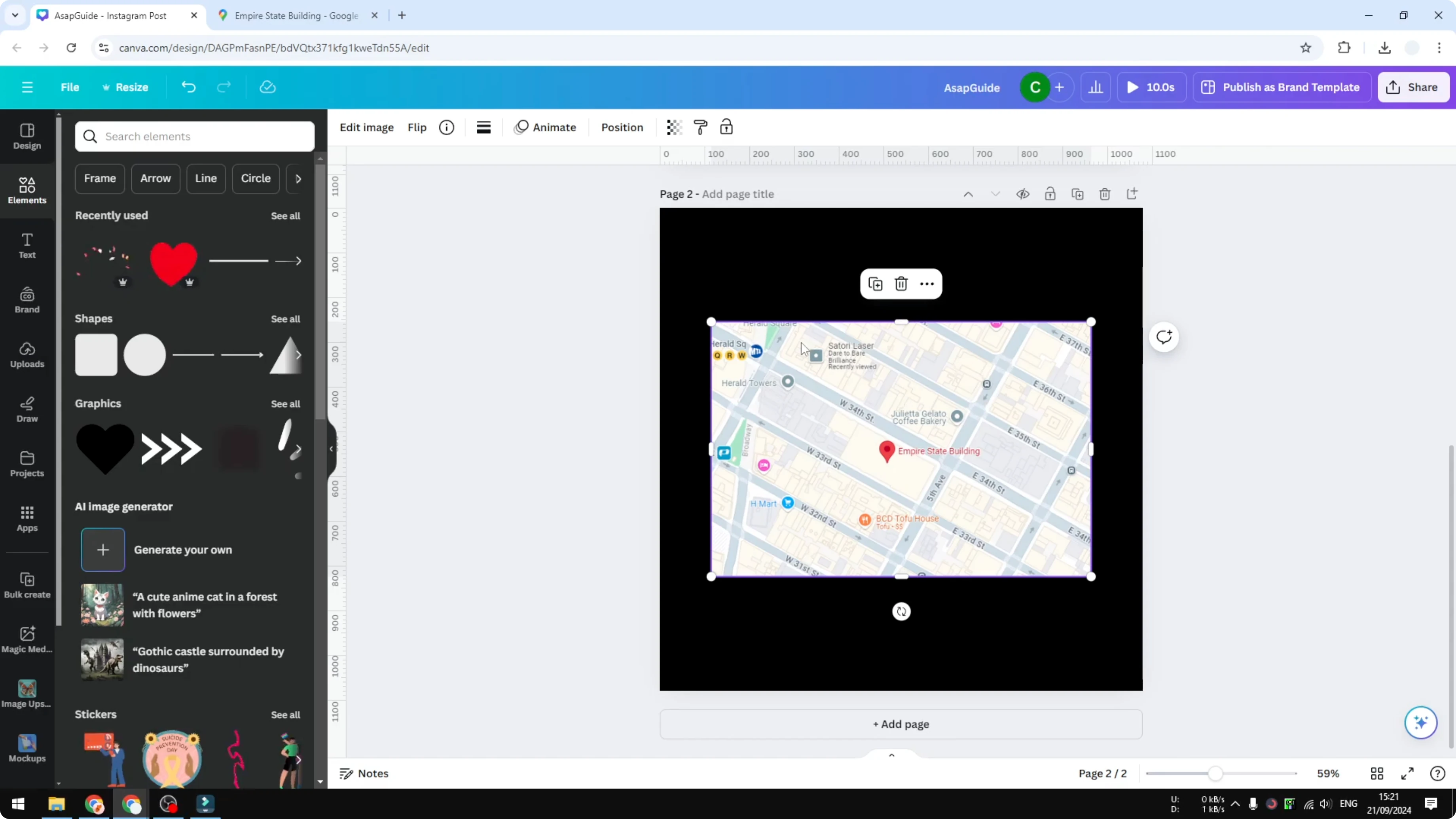 Screenshot from How to Add Google Maps to Canva at 168s