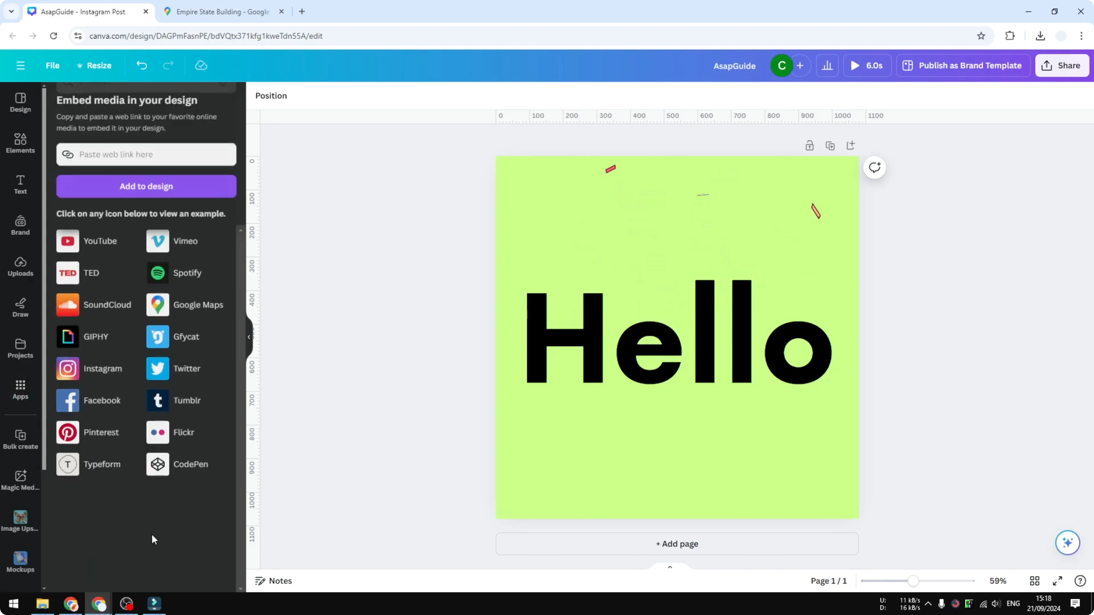 Screenshot from How to Add Google Maps to Canva at 37s