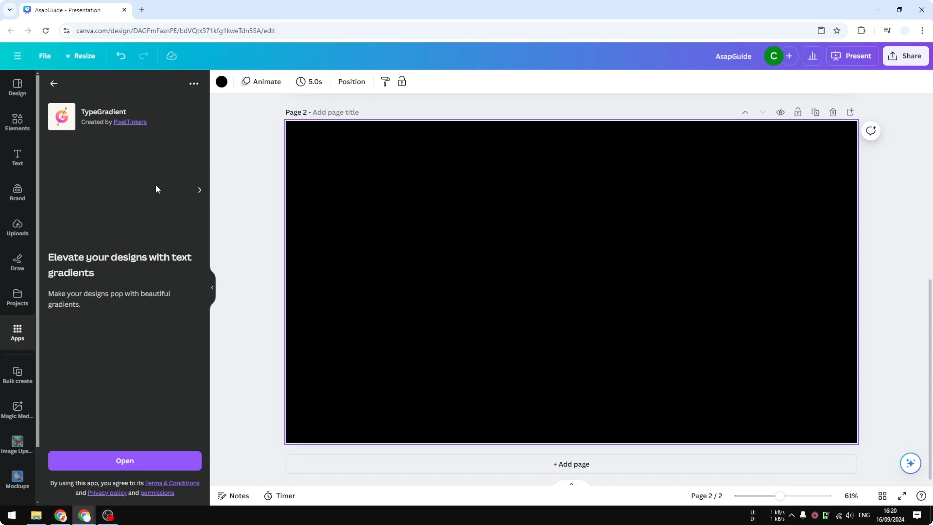 Screenshot from How To Add A Gradient To Text In Canva at 75s