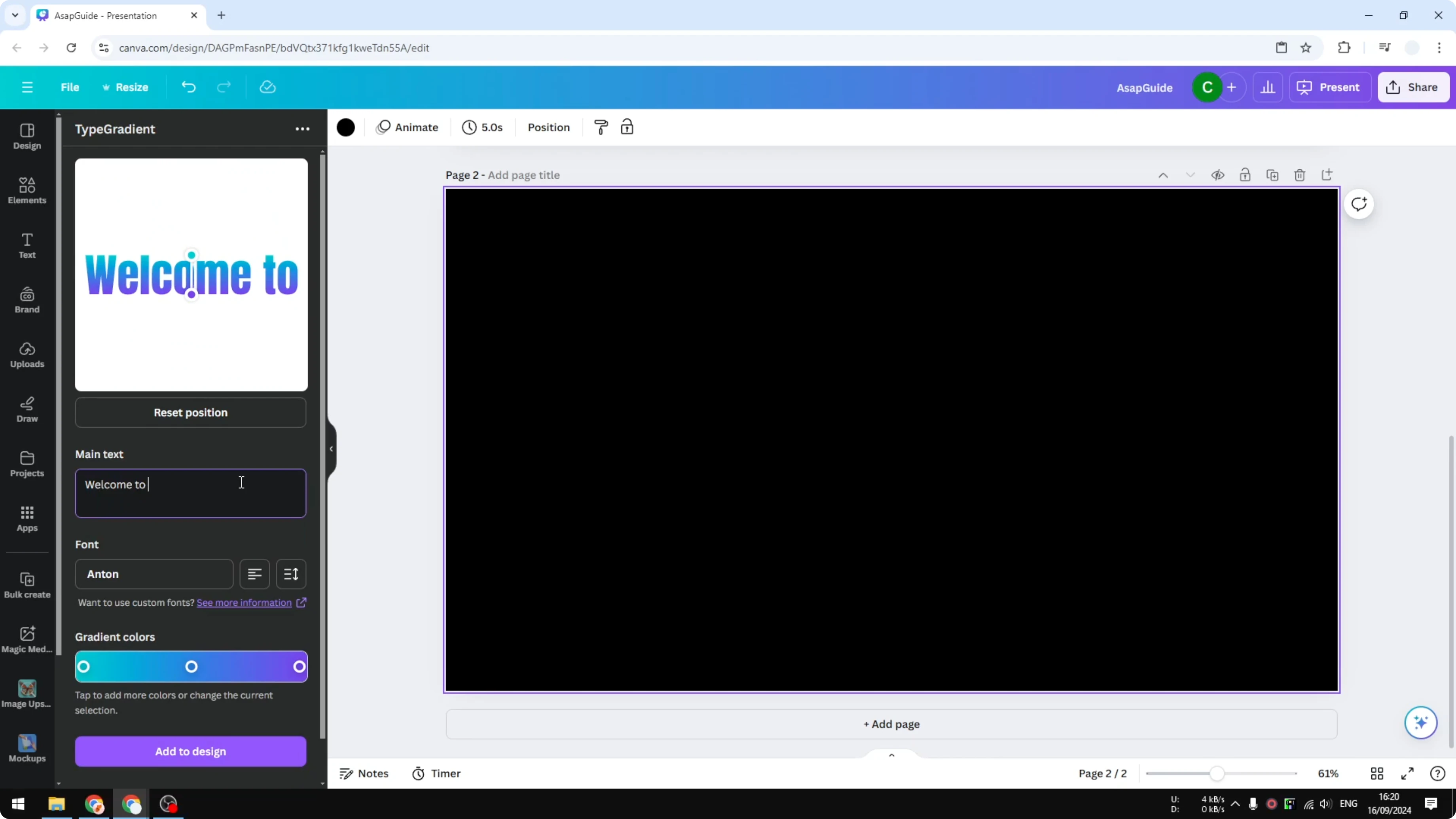 Screenshot from How To Add A Gradient To Text In Canva at 90s