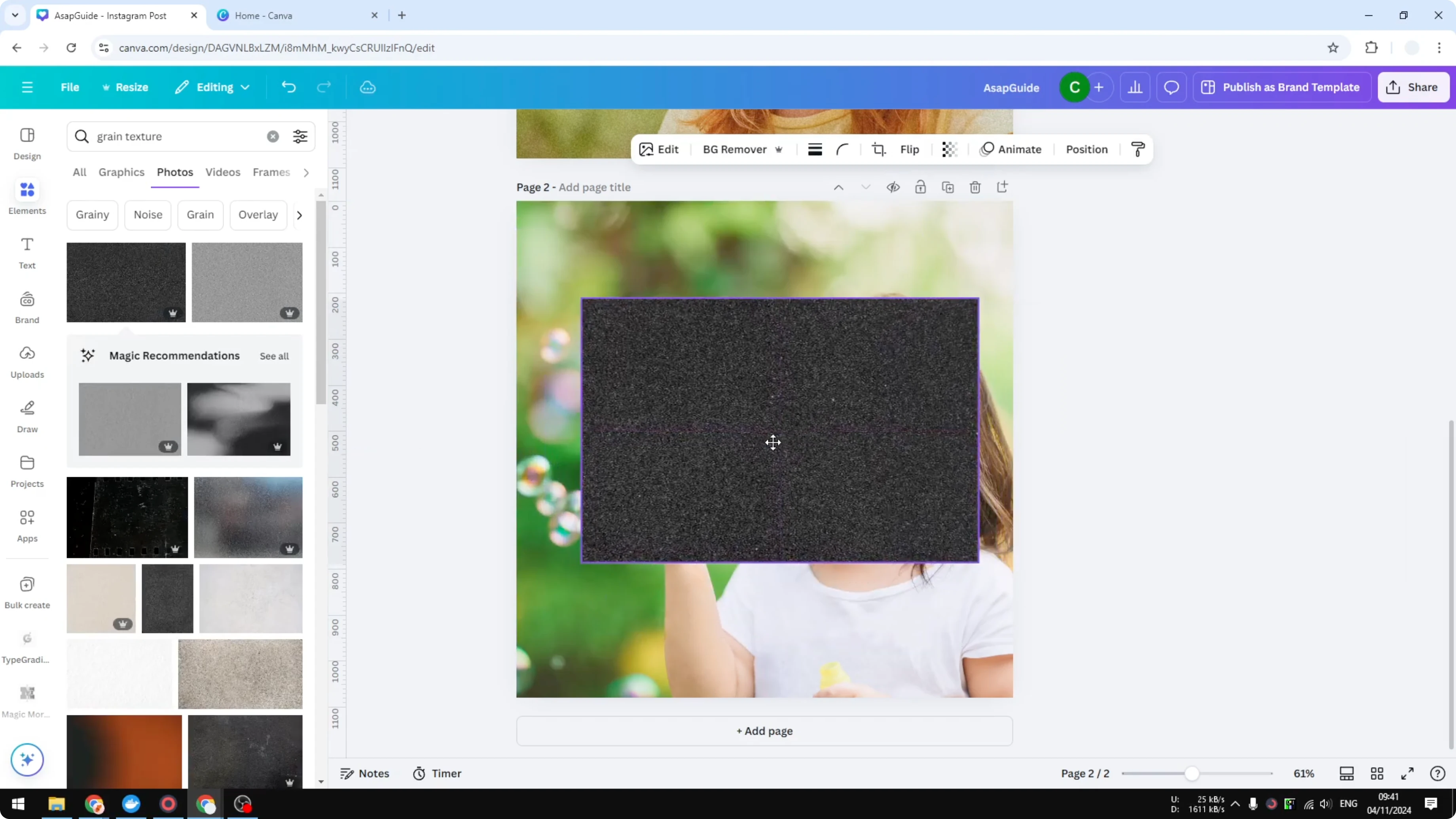Screenshot from How to Add Grain Effect to a Photo in Canva at 124s