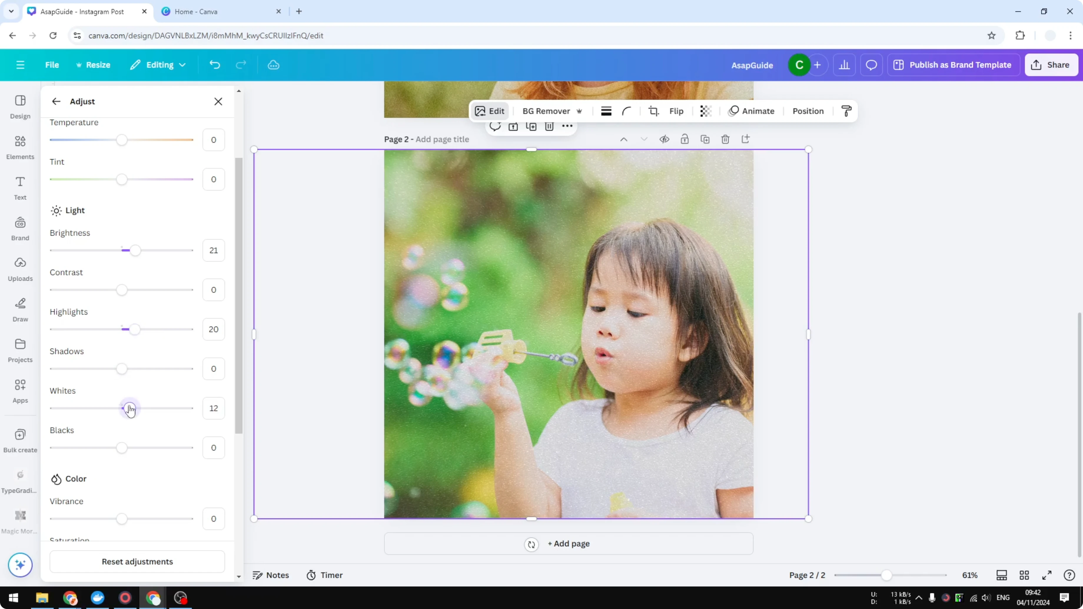 Screenshot from How to Add Grain Effect to a Photo in Canva at 185s