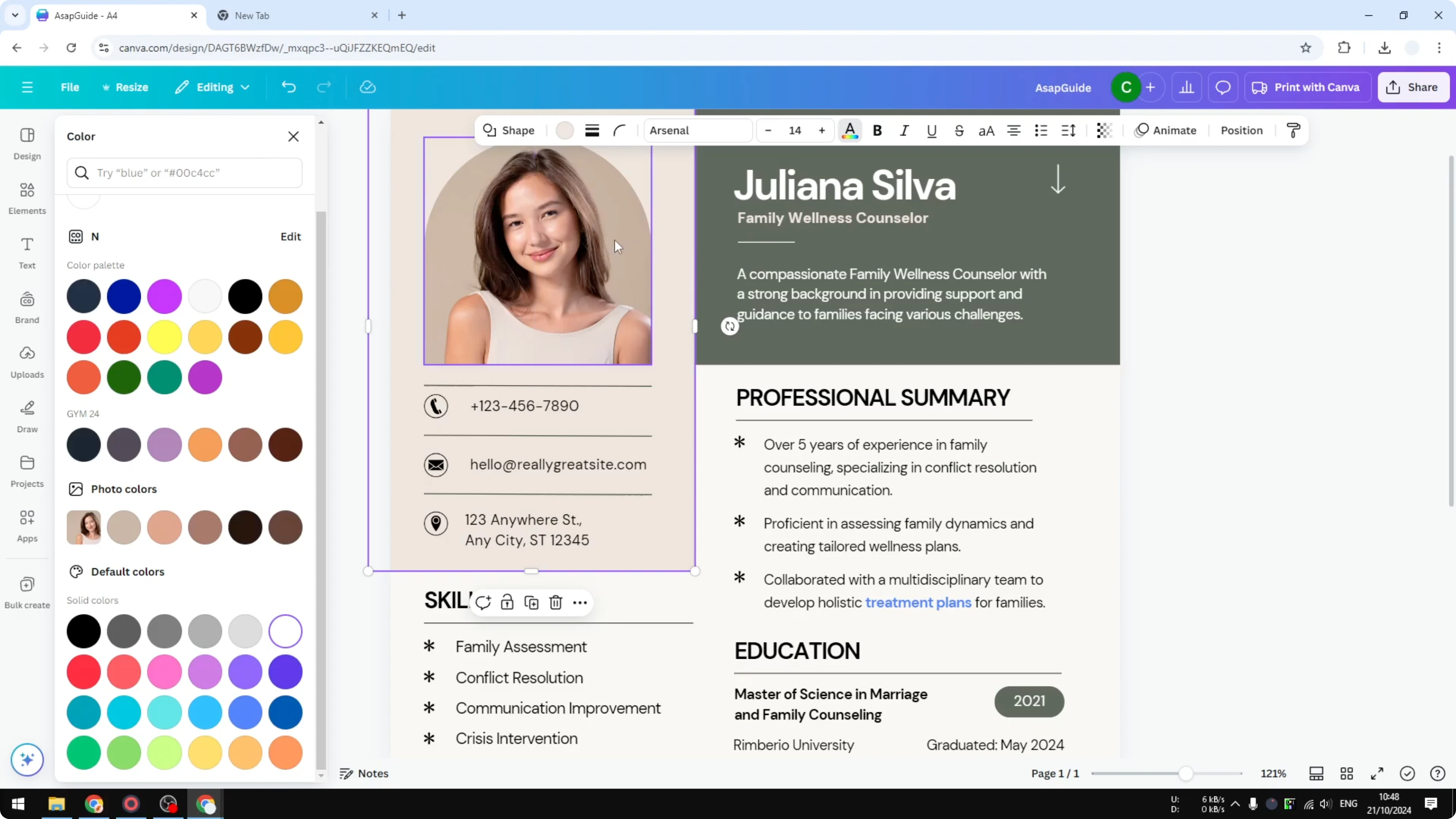 Screenshot from How to Add Hyperlinks in Canva Resume at 108s