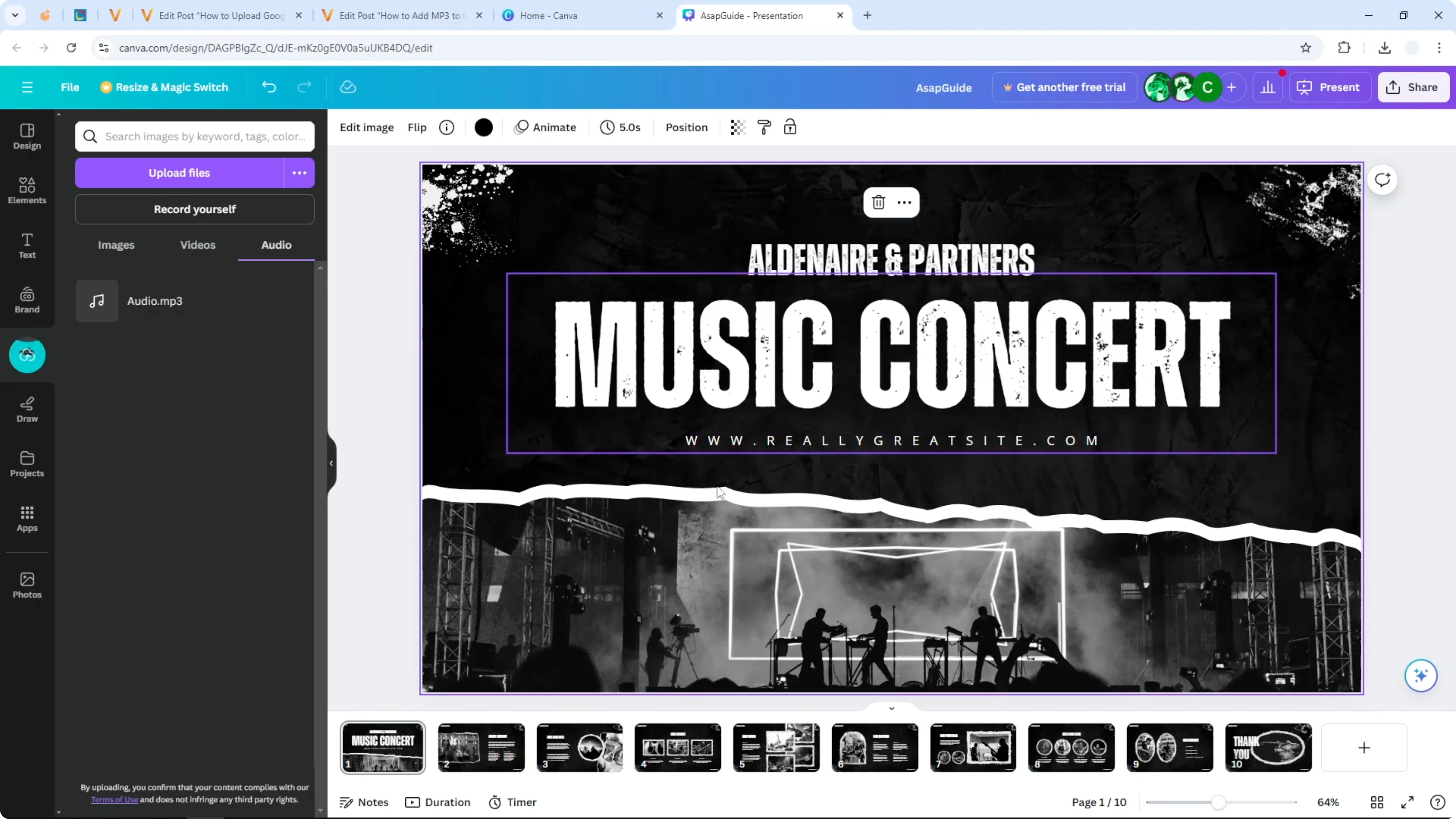Screenshot from How to Add MP3 to Canva Presentation at 38s