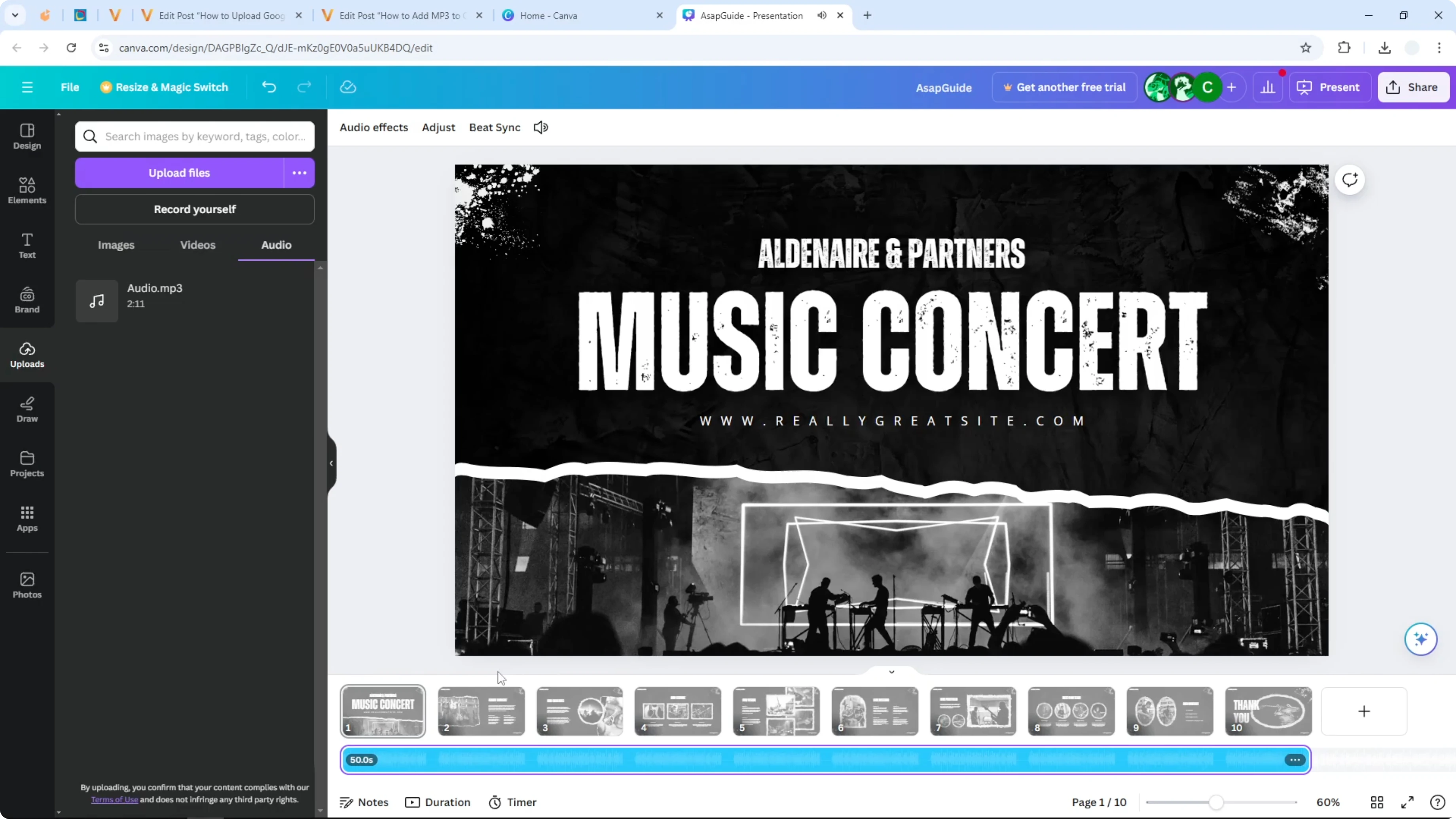 Screenshot from How to Add MP3 to Canva Presentation at 49s
