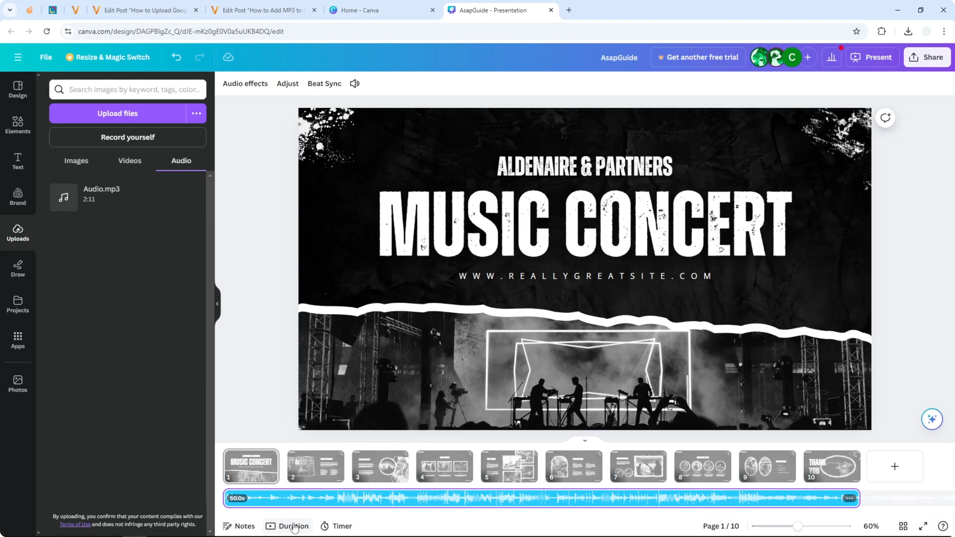 Screenshot from How to Add MP3 to Canva Presentation at 54s